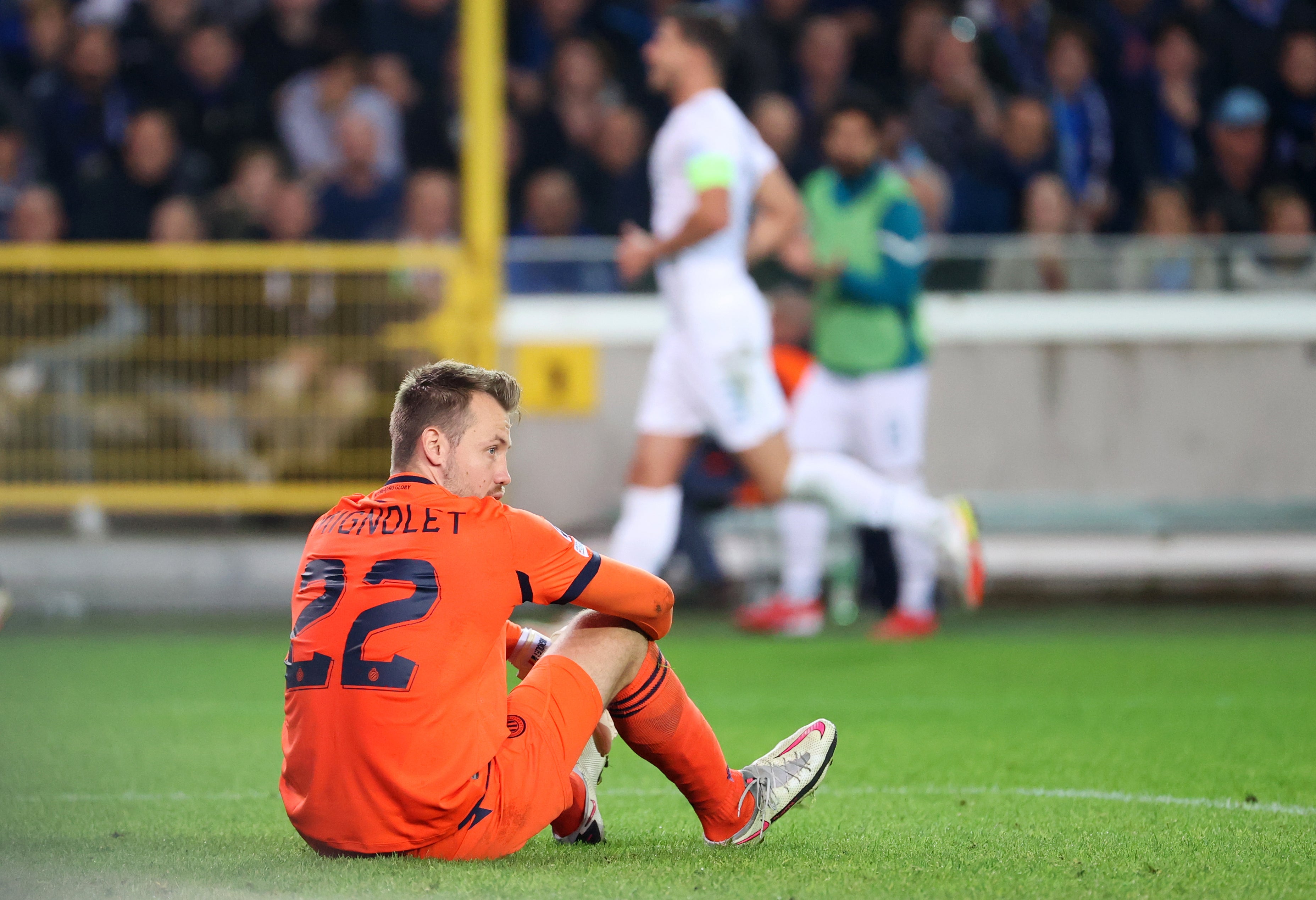 Brugge goalkeeper Simon Mignolet conceded five to City a fortnight ago (Virginie Lefour/PA)