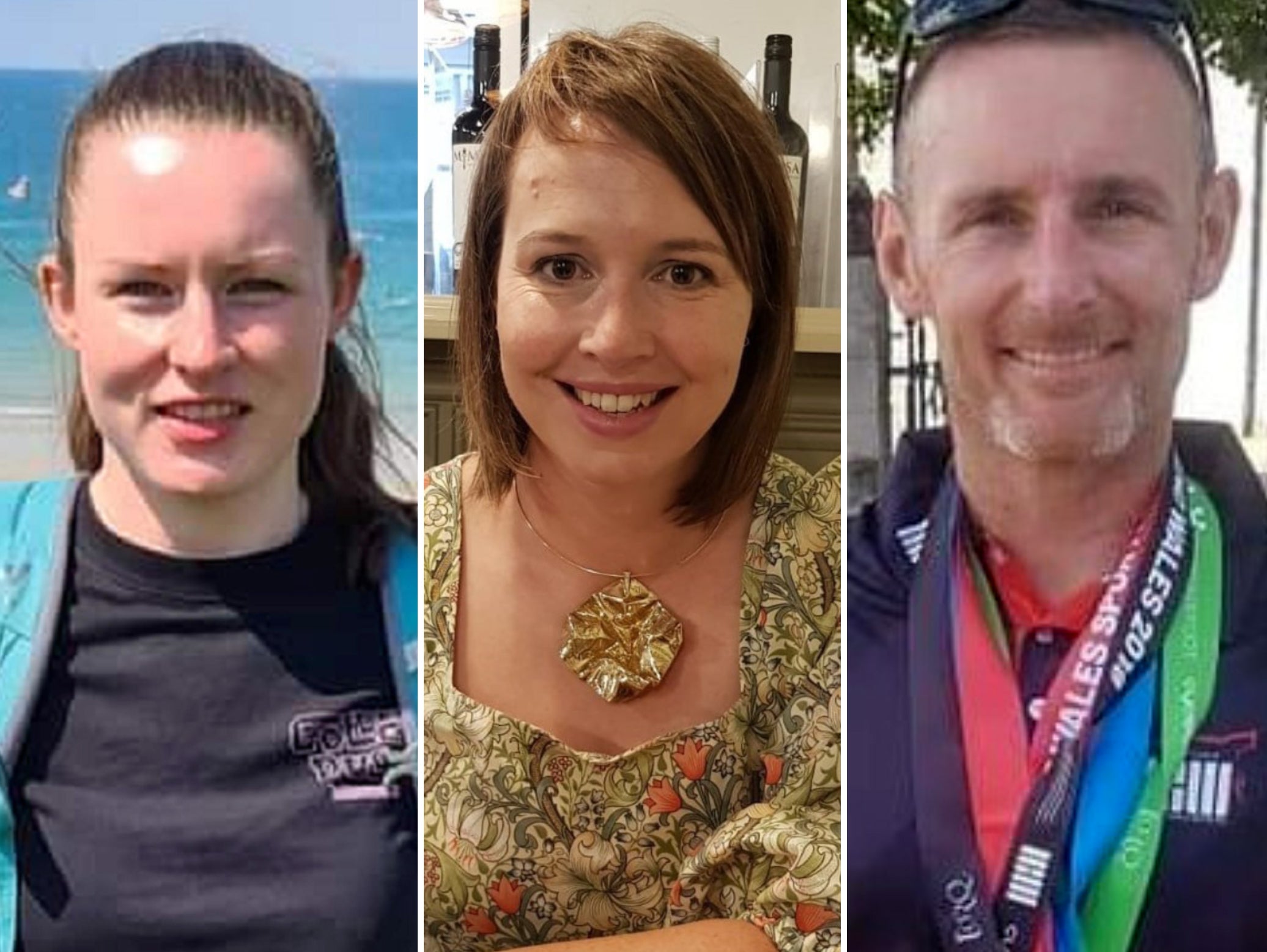 Morgan Rogers (L), Nicola Wheatley (C) and Paul O’Dwyer died in the paddle boarding accident in Wales