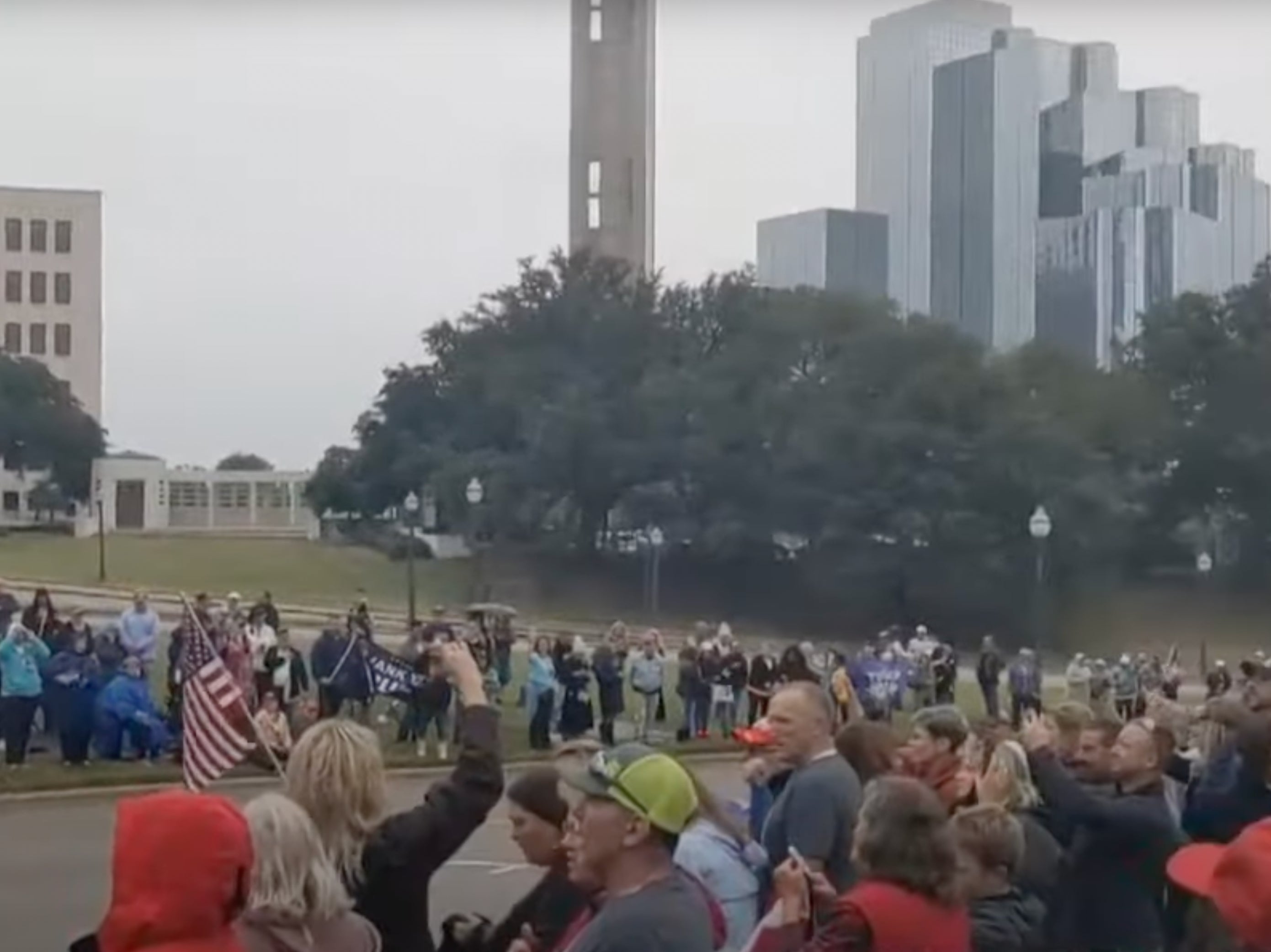 The crowds gathered at Dealey Plaza in Dallas, Texas