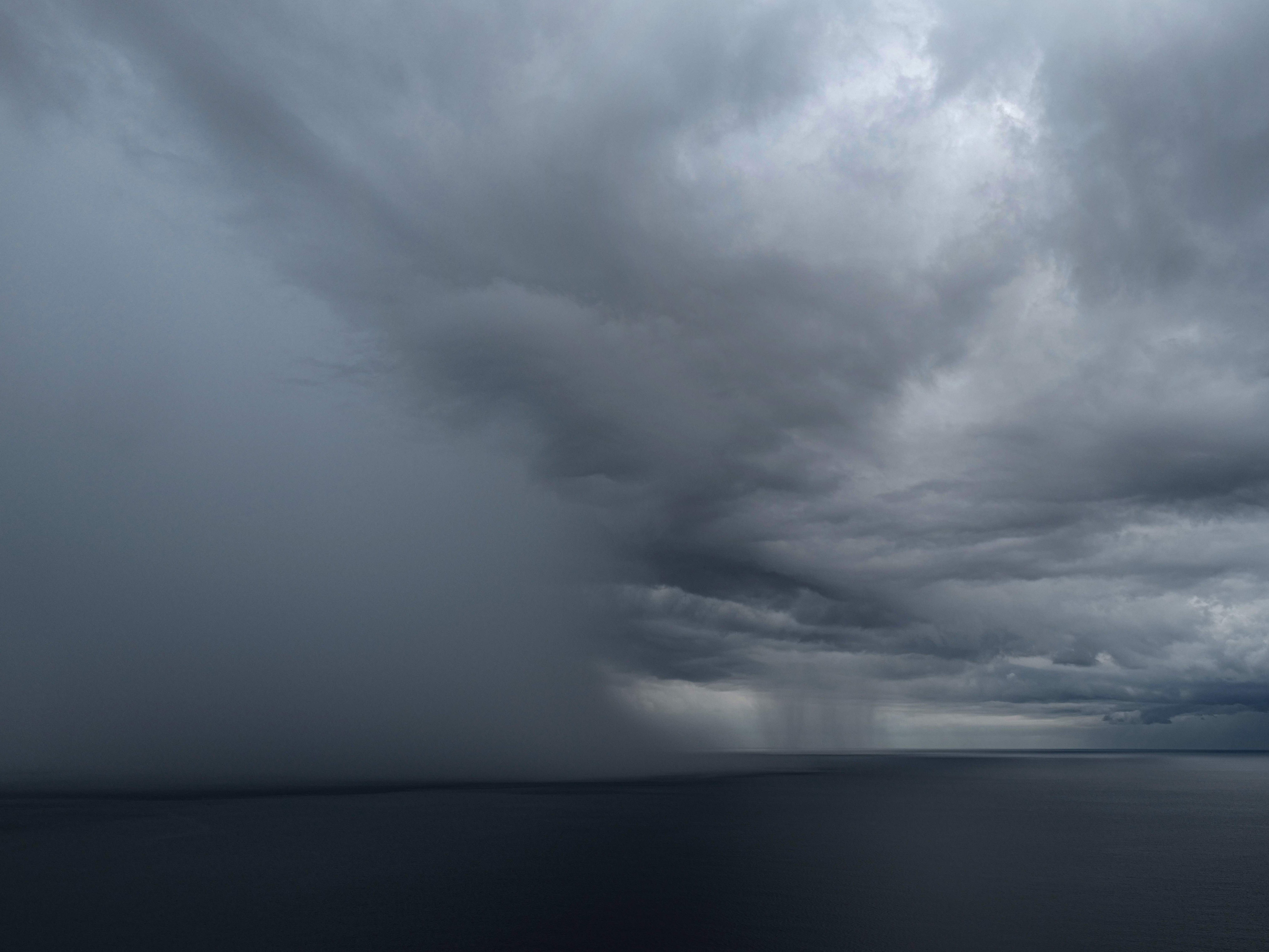 Massive rainstorms gathered over the oceans