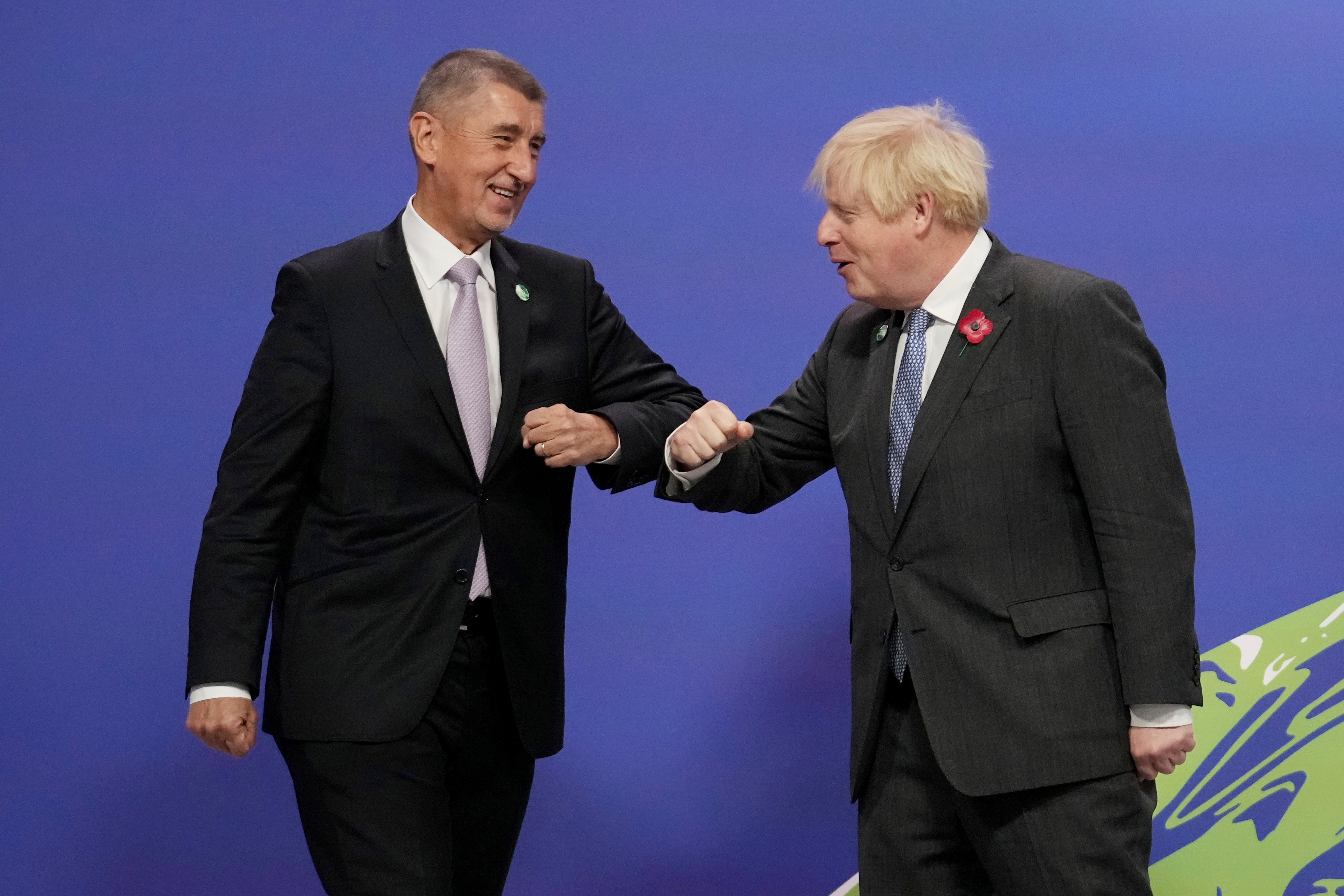 Andrej Babis at Cop26, where he met British prime minister Boris Johnson