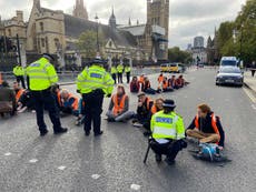 Insulate Britain: Around 50 protesters glue hands and feet to road outside parliament