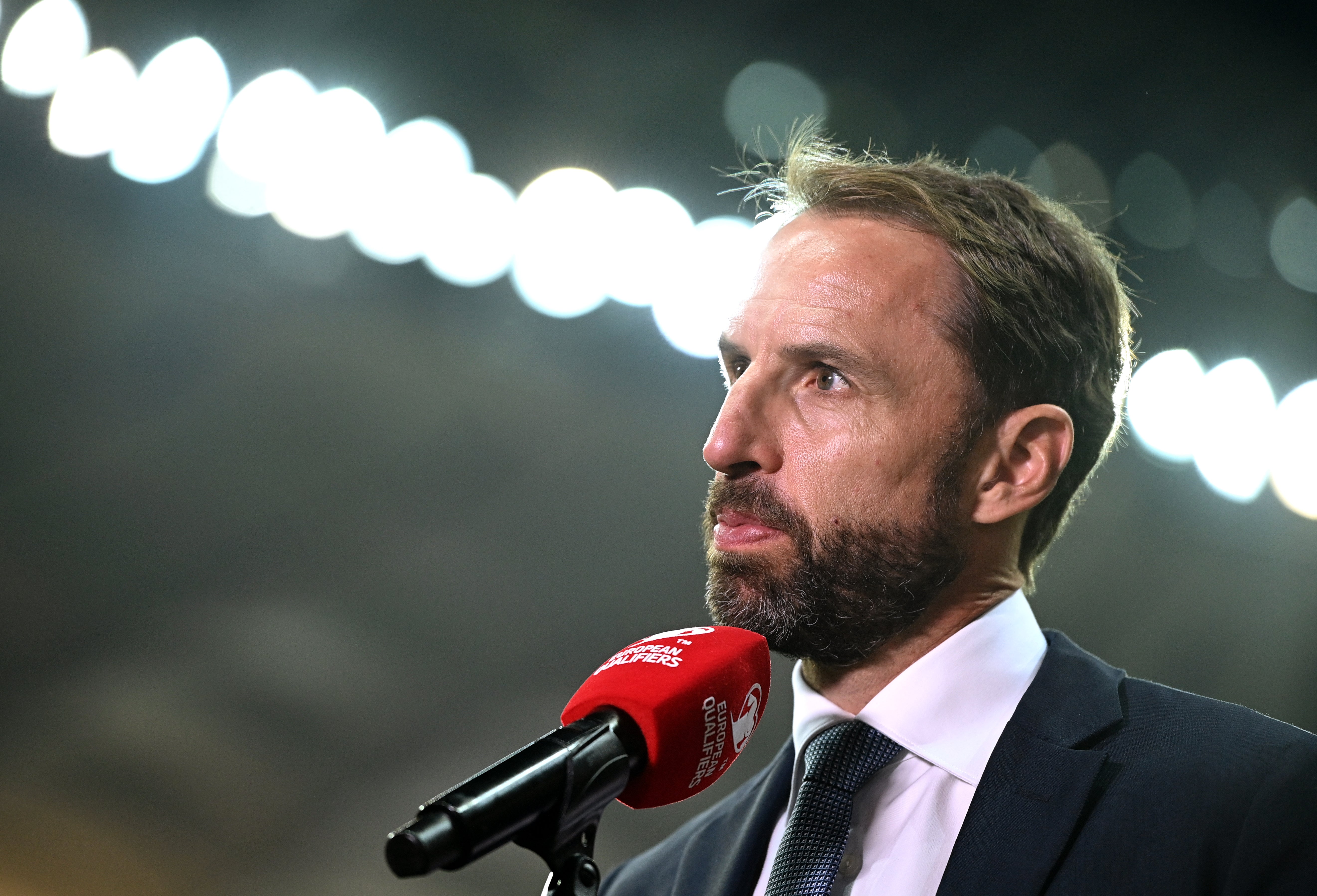 Gareth Southgate says England have to ‘get on with it’ after being handed a one-match stadium ban (PA)