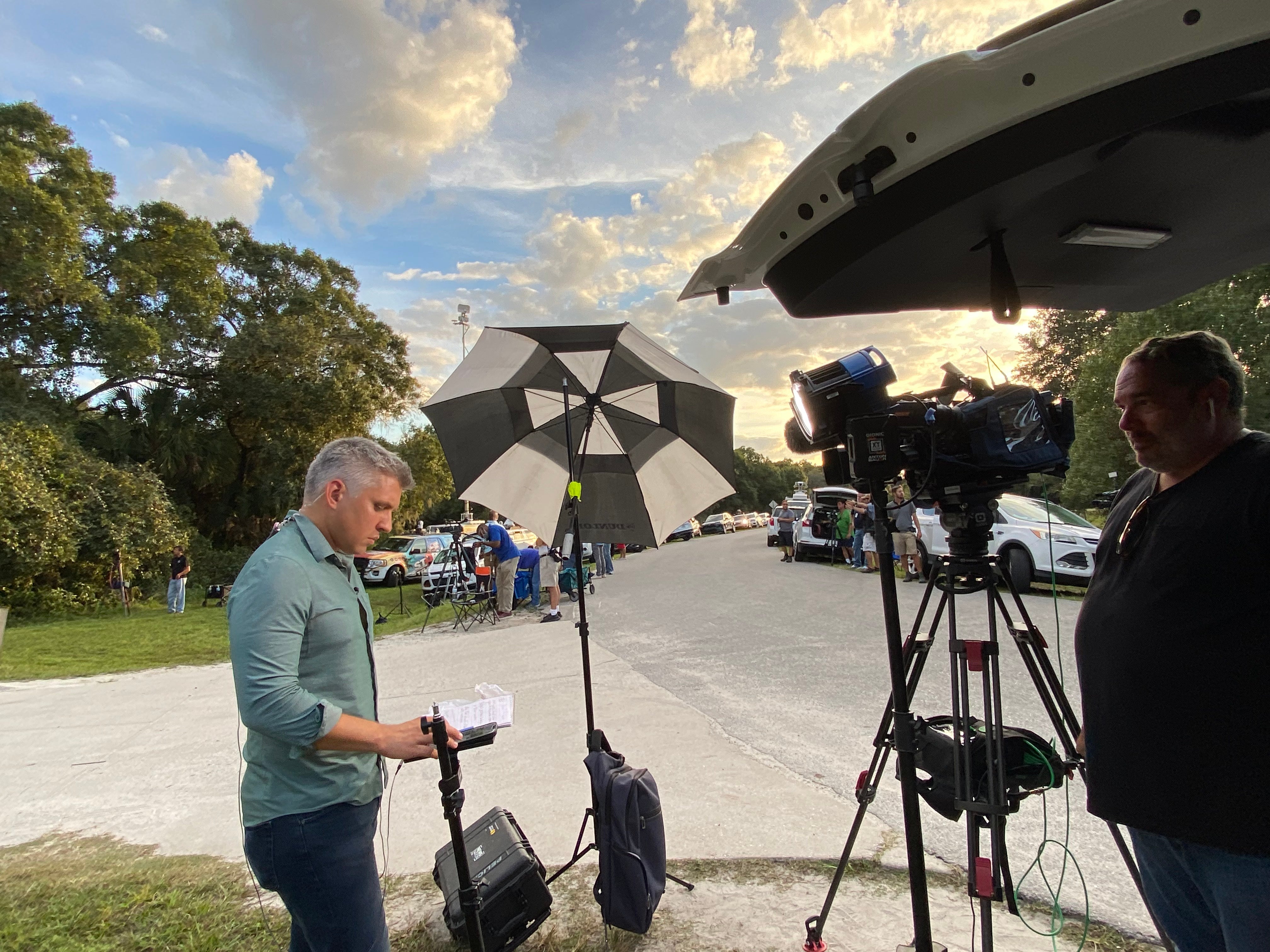 Brian Entin prepares to go to air on NewsNation from the Laundrie home