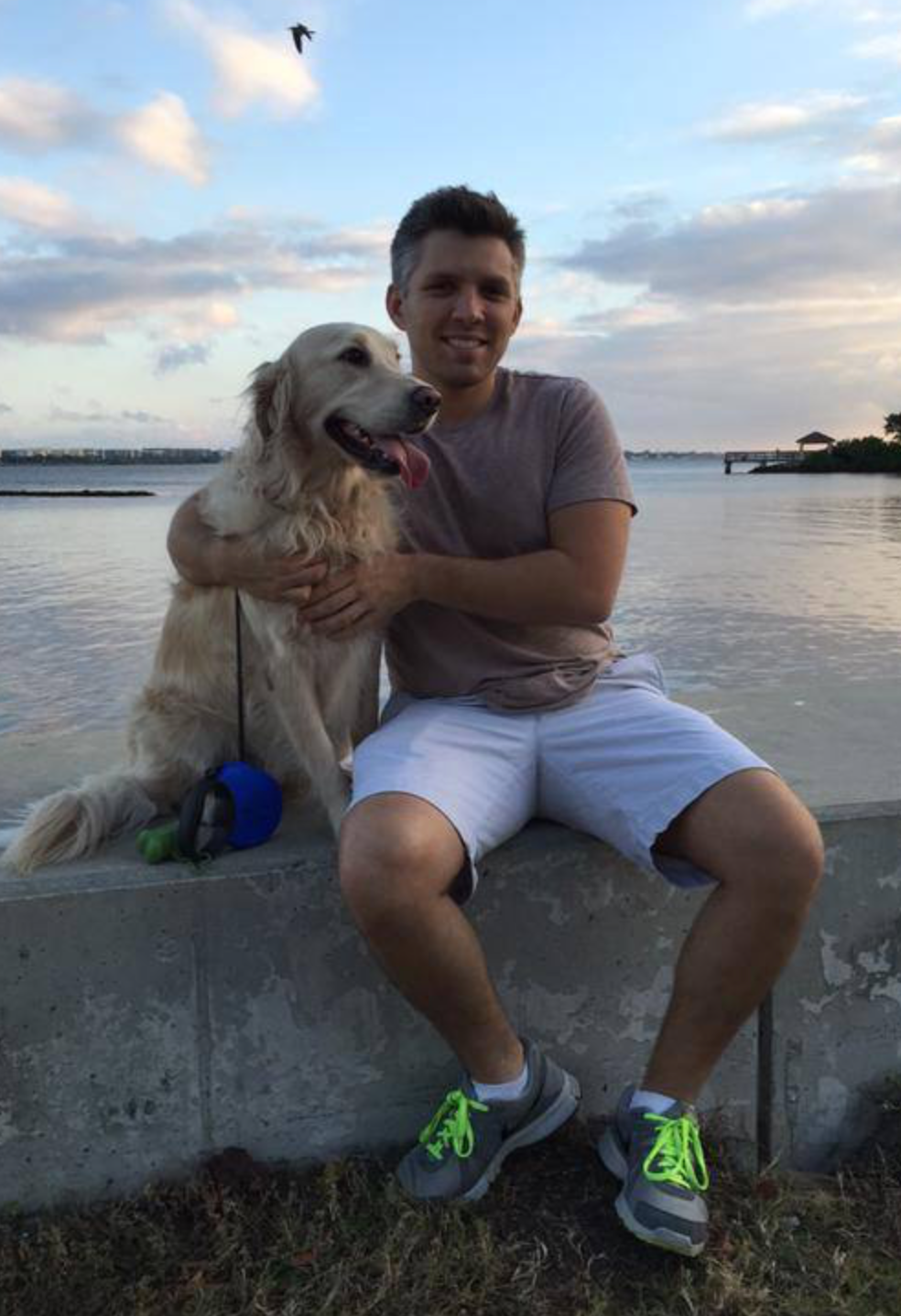 Brian Entin with his golden retriever Shelby