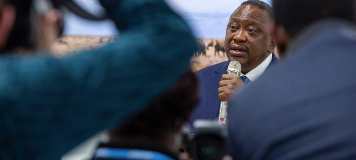 Kenya’s President Uhuru Kenyatta speaking at COP26