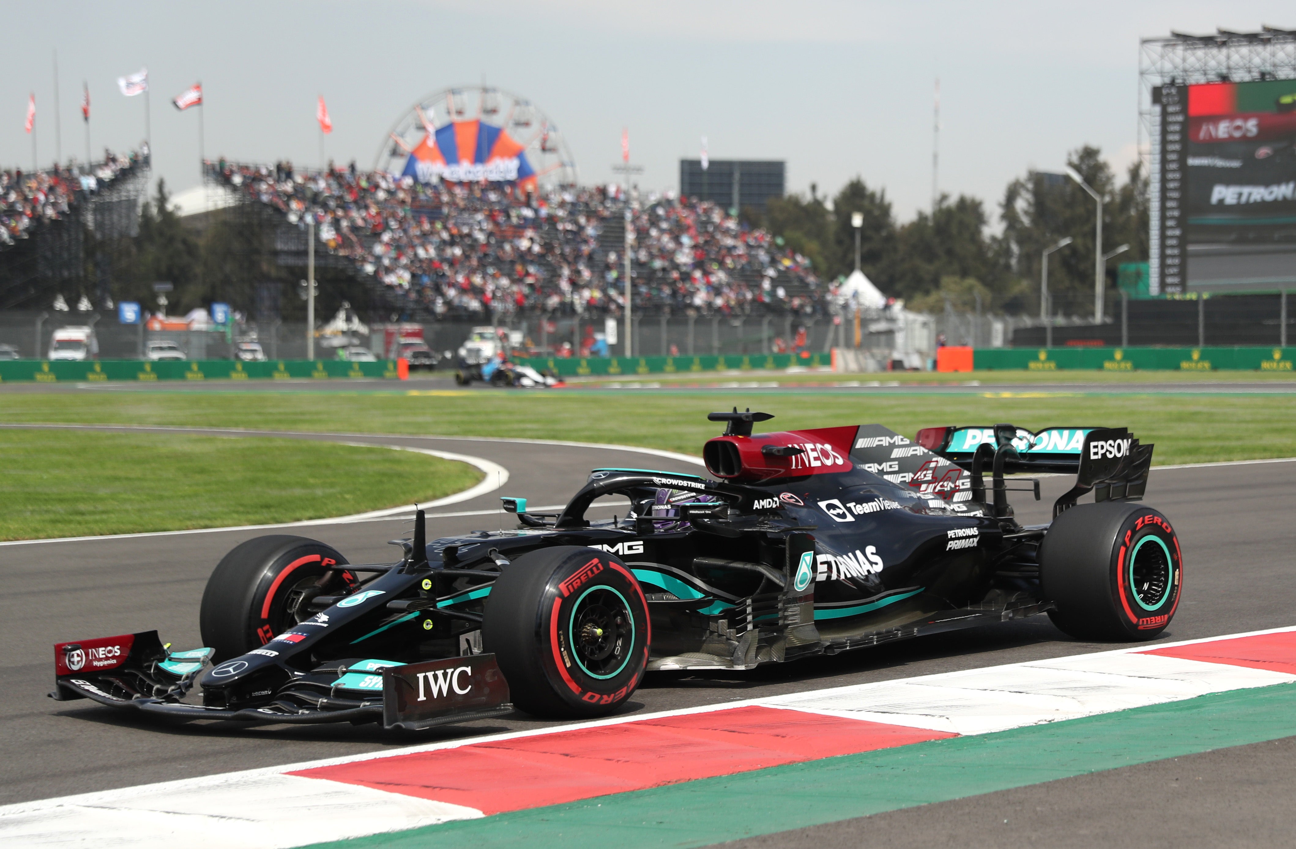 Lewis Hamilton in action in practice