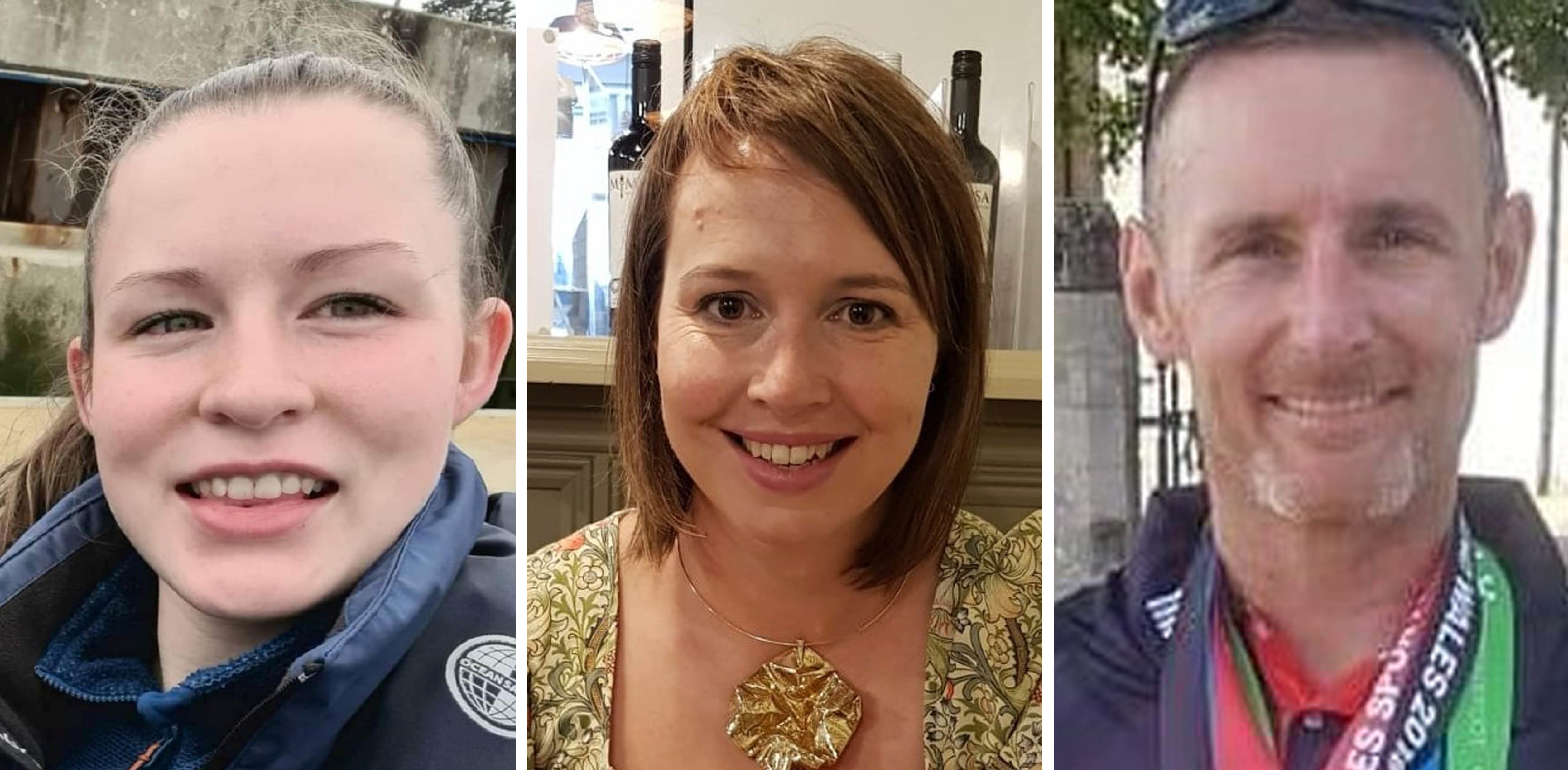 Morgan Rogers, 24, from Cefin Coed, Merthyr Tydfil, Nicola Wheatley, 40, from Pontardulais, Swansea, and Paul O'Dwyer, 42, from Sandfields, Port Talbot