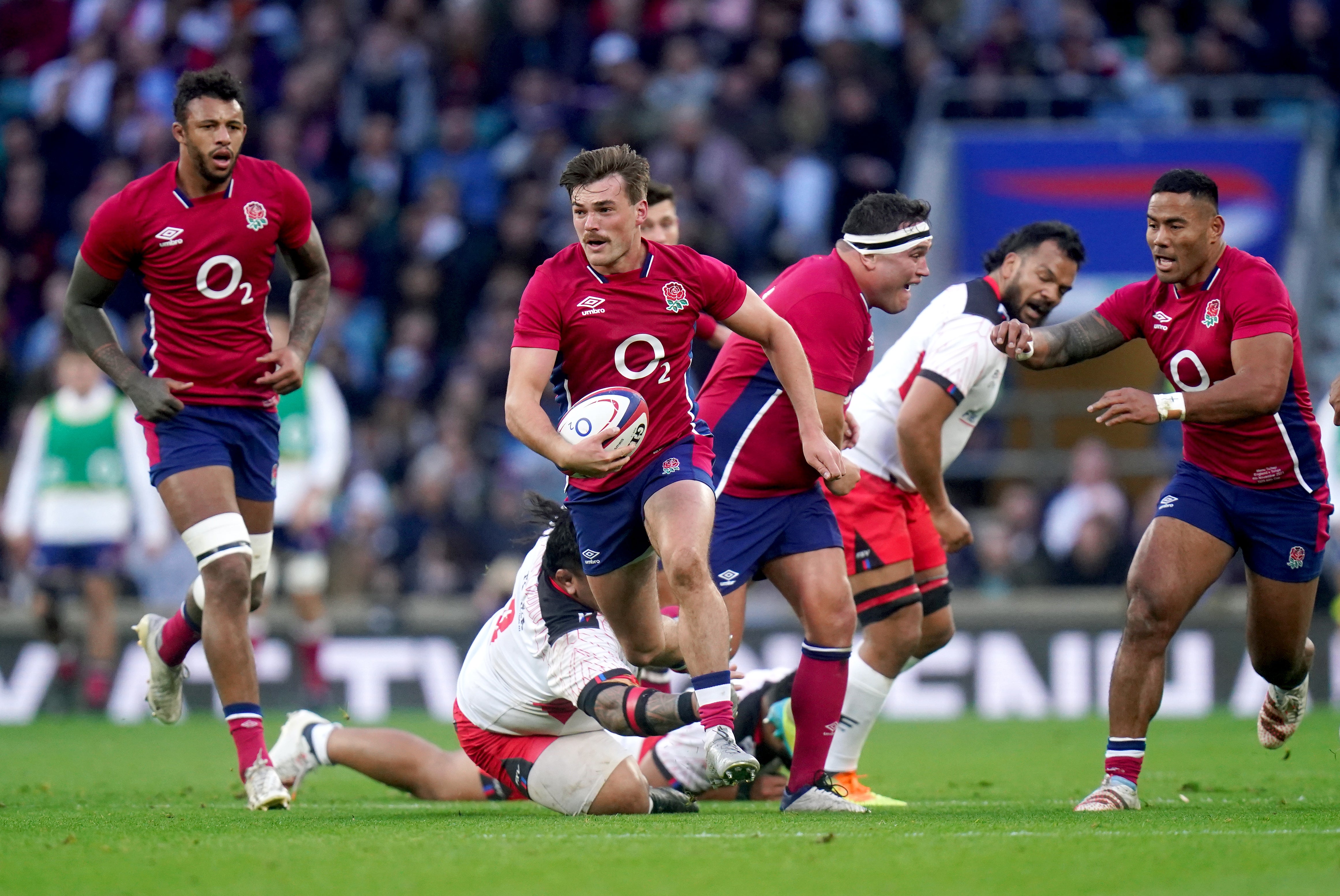 George Furbank in action against Tonga (Adam Davy/PA)