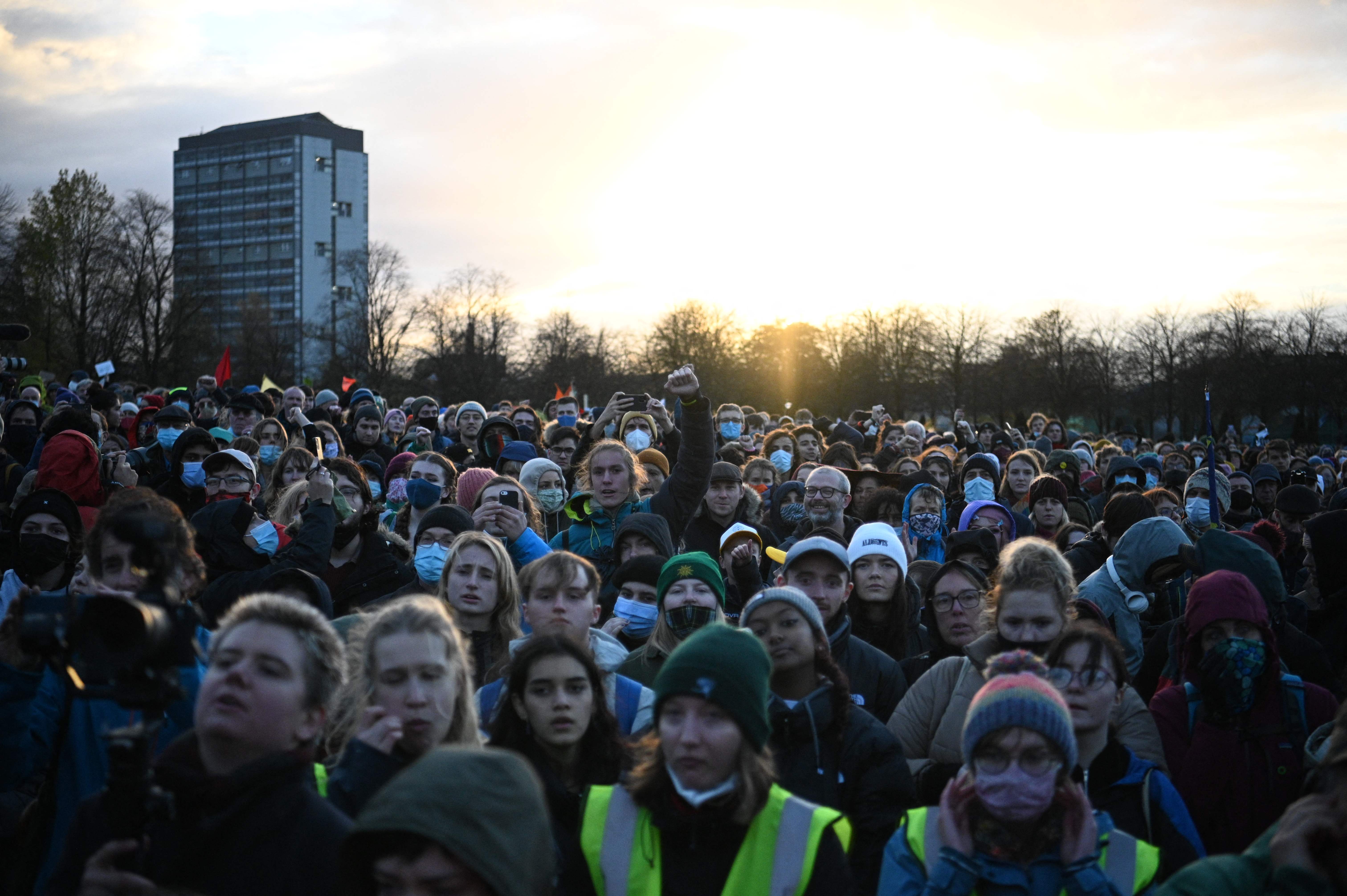 Protest rally during a global day of action on climate change in Glasgow on Saturday