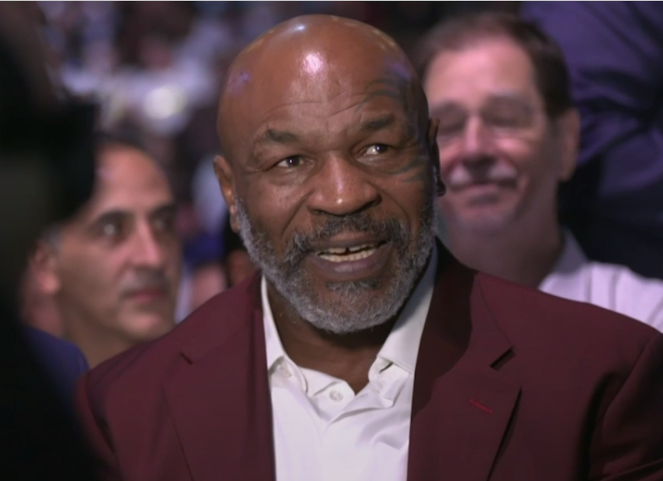 Mike Tyson at ringside for Canelo vs Plant