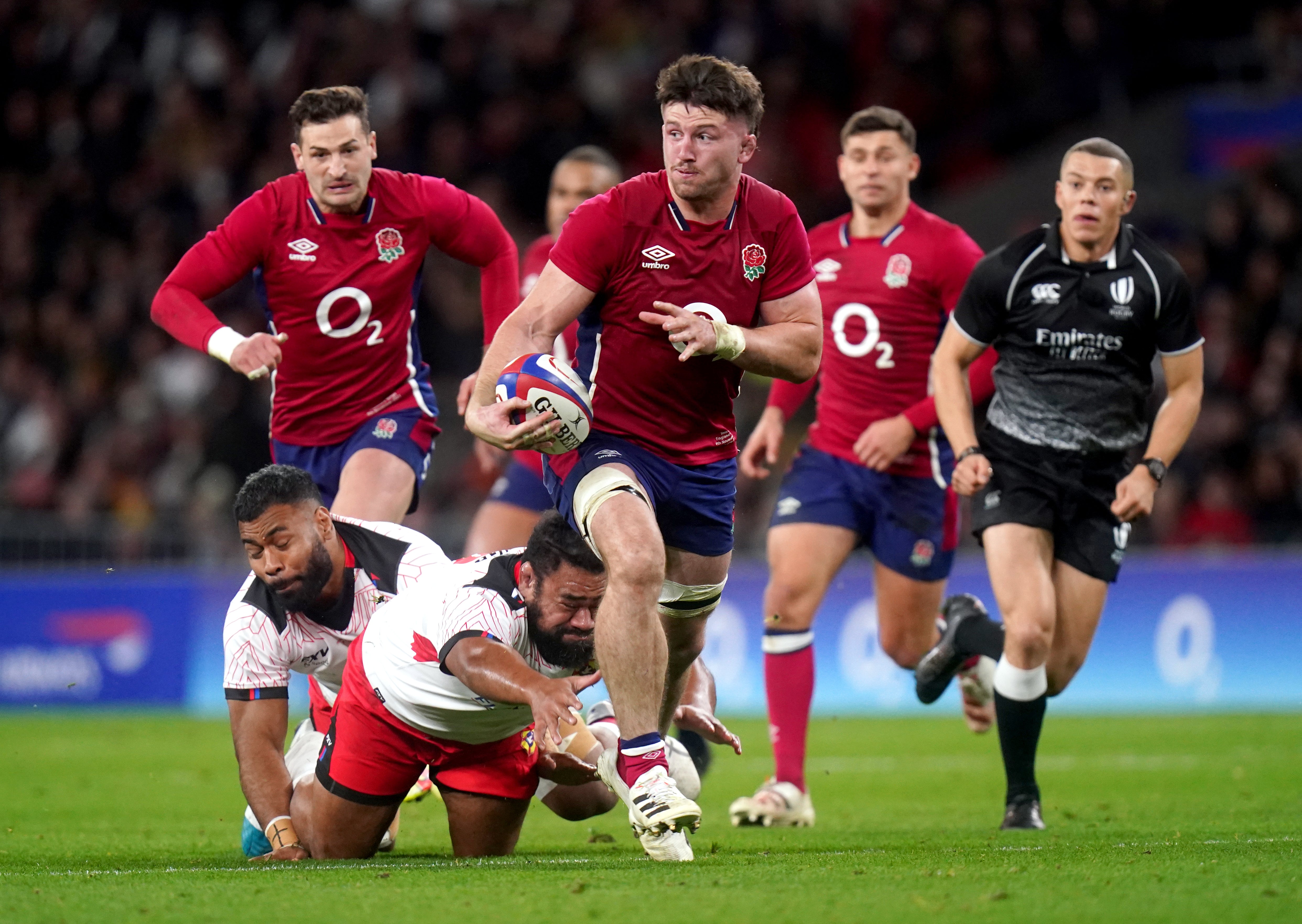 England’s rampage against Tonga was the highlight of Saturday’s Autumn Nations Cup action (Adam Davy/PA)