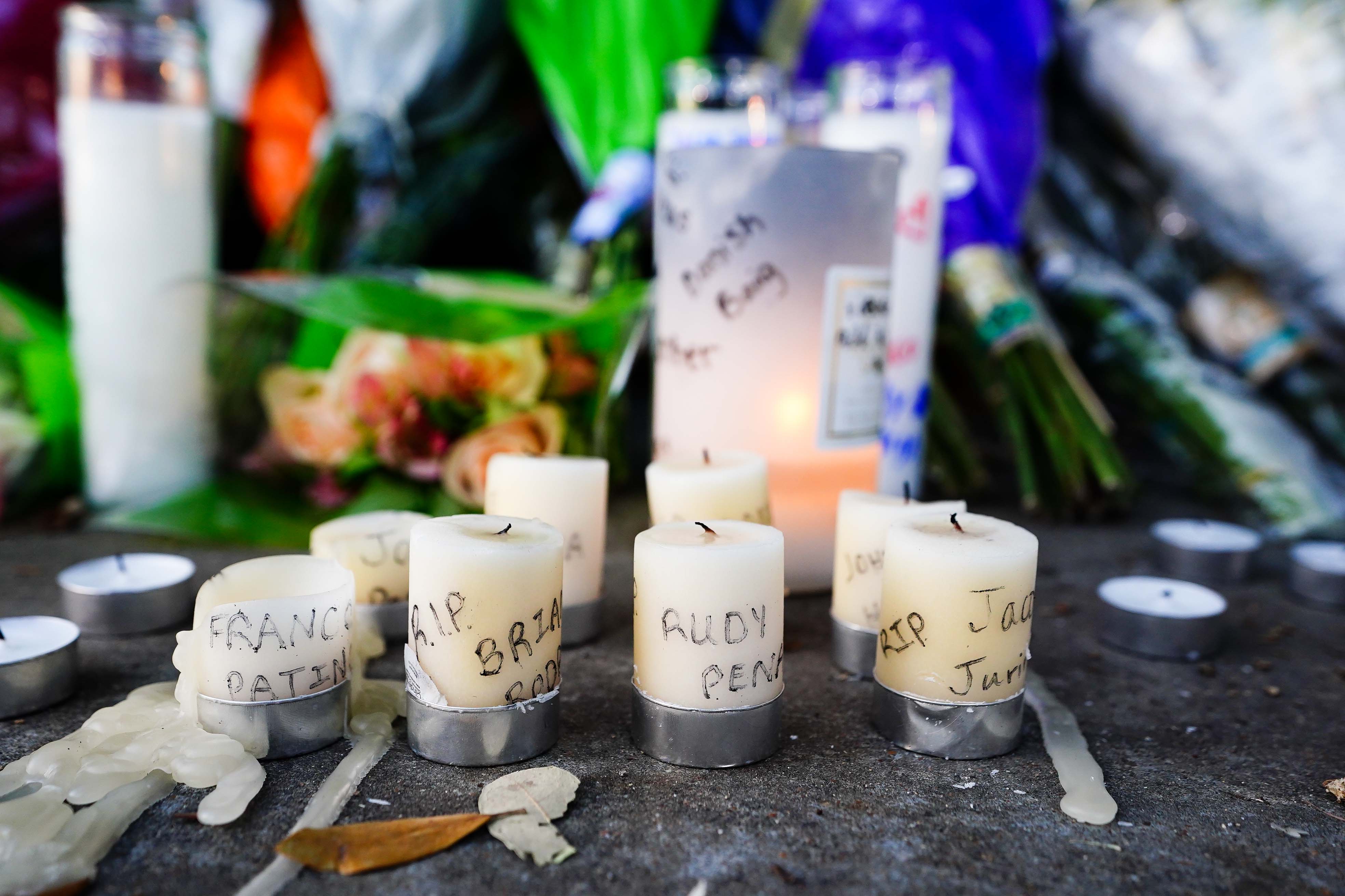 Candles placed at an Astroworld memorial