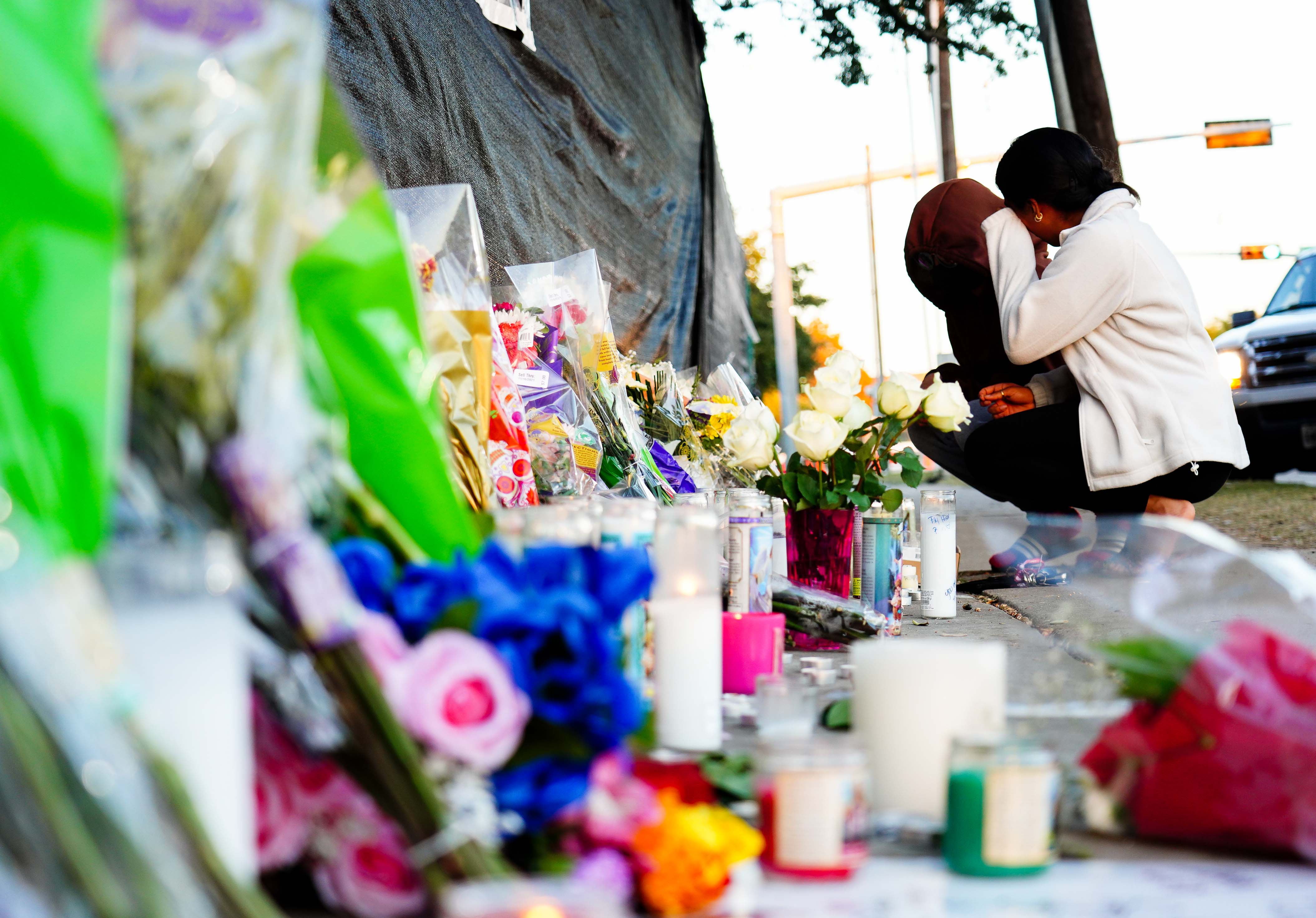 A makeshift memorial is set up in Houston, Texas, following the tragedy at the festival