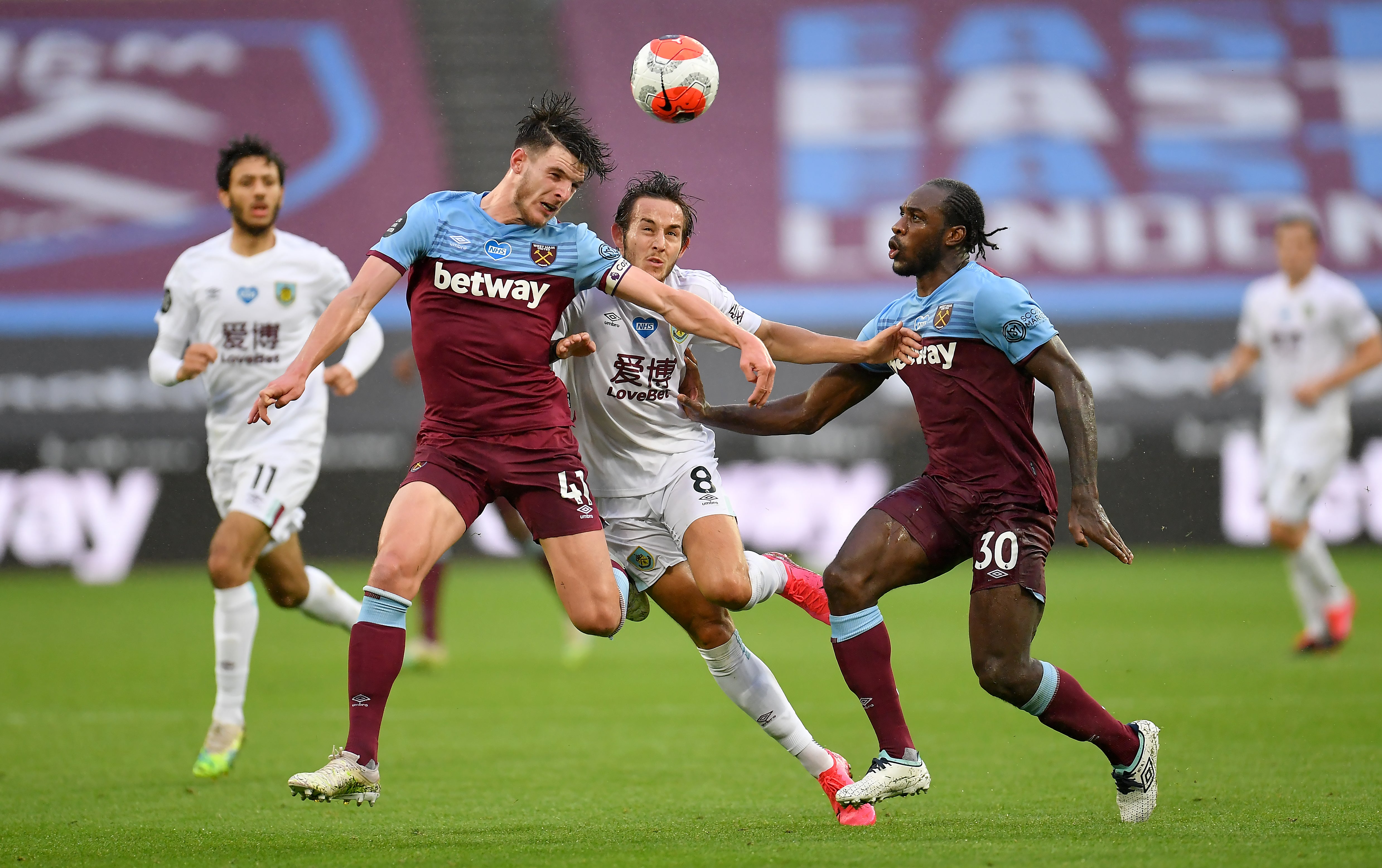 Declan Rice (left) and Michail Antonio, right, have been key figures for West Ham (Justin Setterfield/NMC Pool)