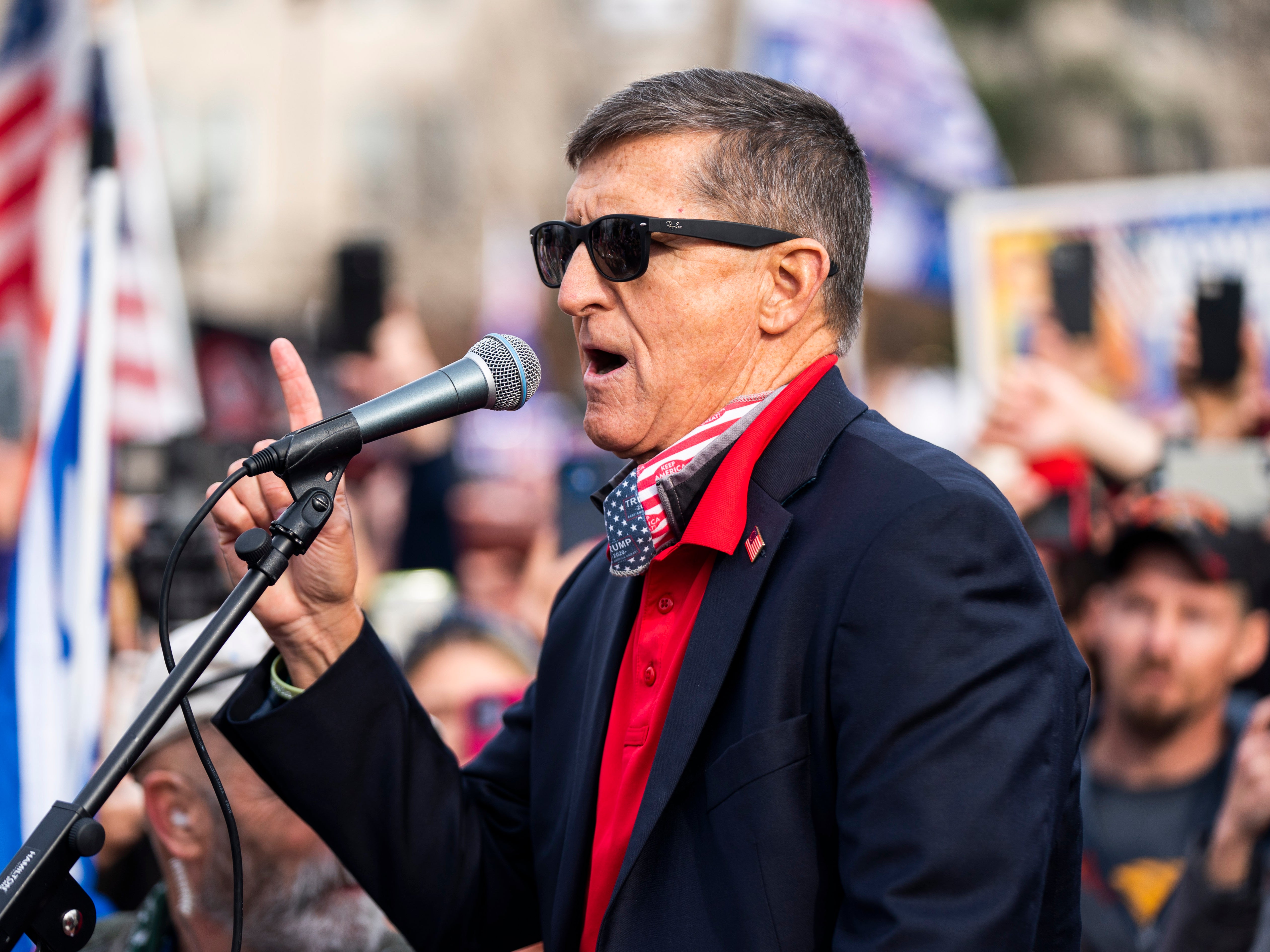 Michael Flynn addresses Trump supporters in December 2020