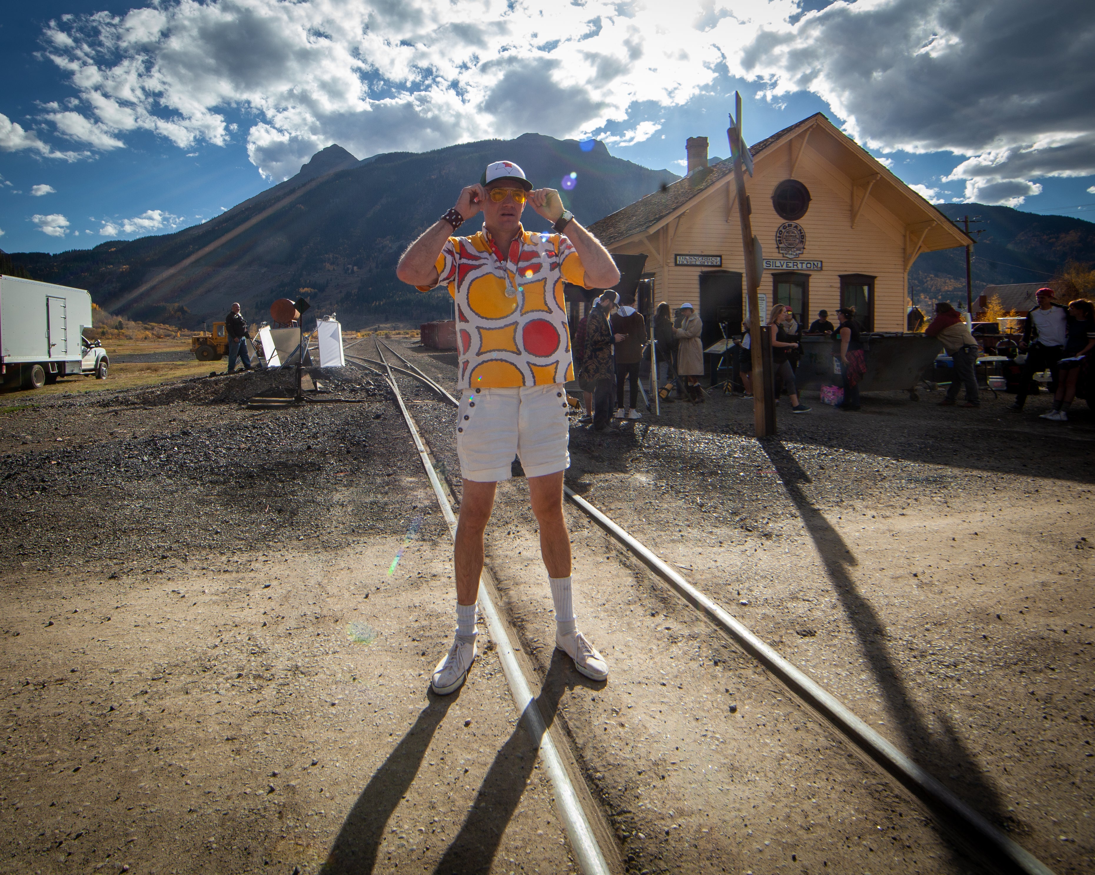 Actor Jay Bulger, who plays gonzo journalist Thompson, poses in Colorado, where the production was filmed on location - though not in Aspen