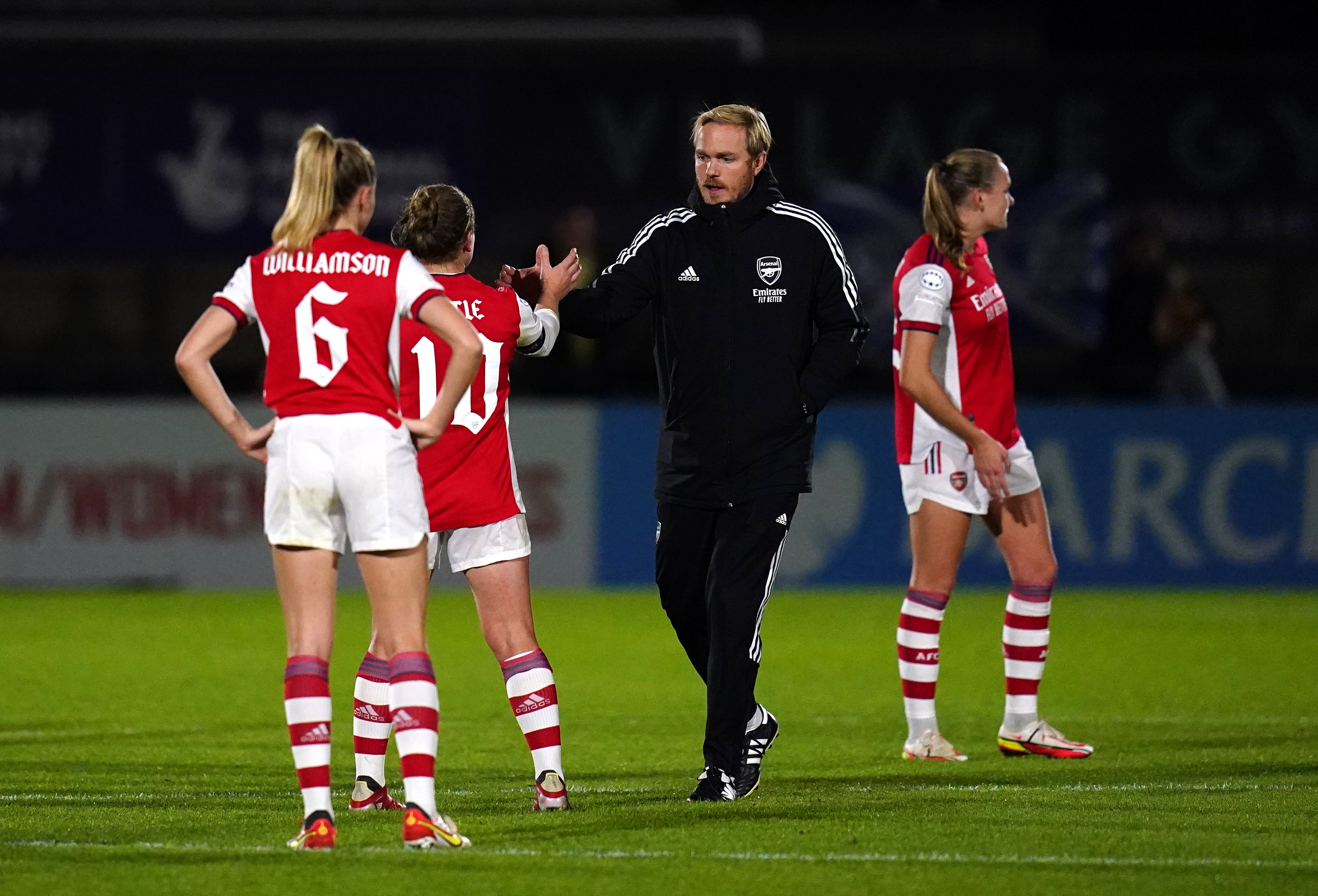 Arsenal head coach Jonas Eidevall celebrates (John Walton/PA)