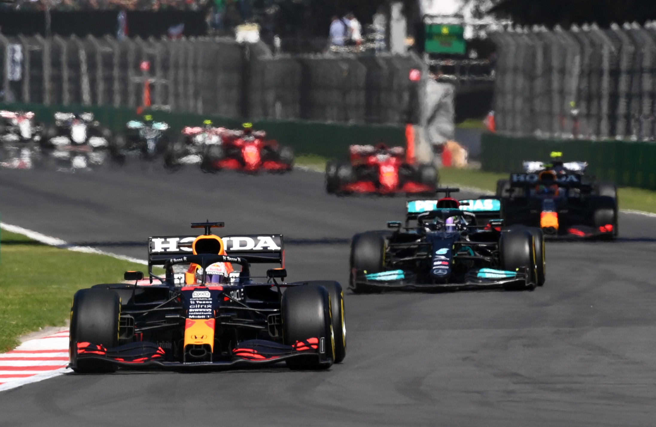 Max Verstappen leads Lewis Hamilton in the race for the title