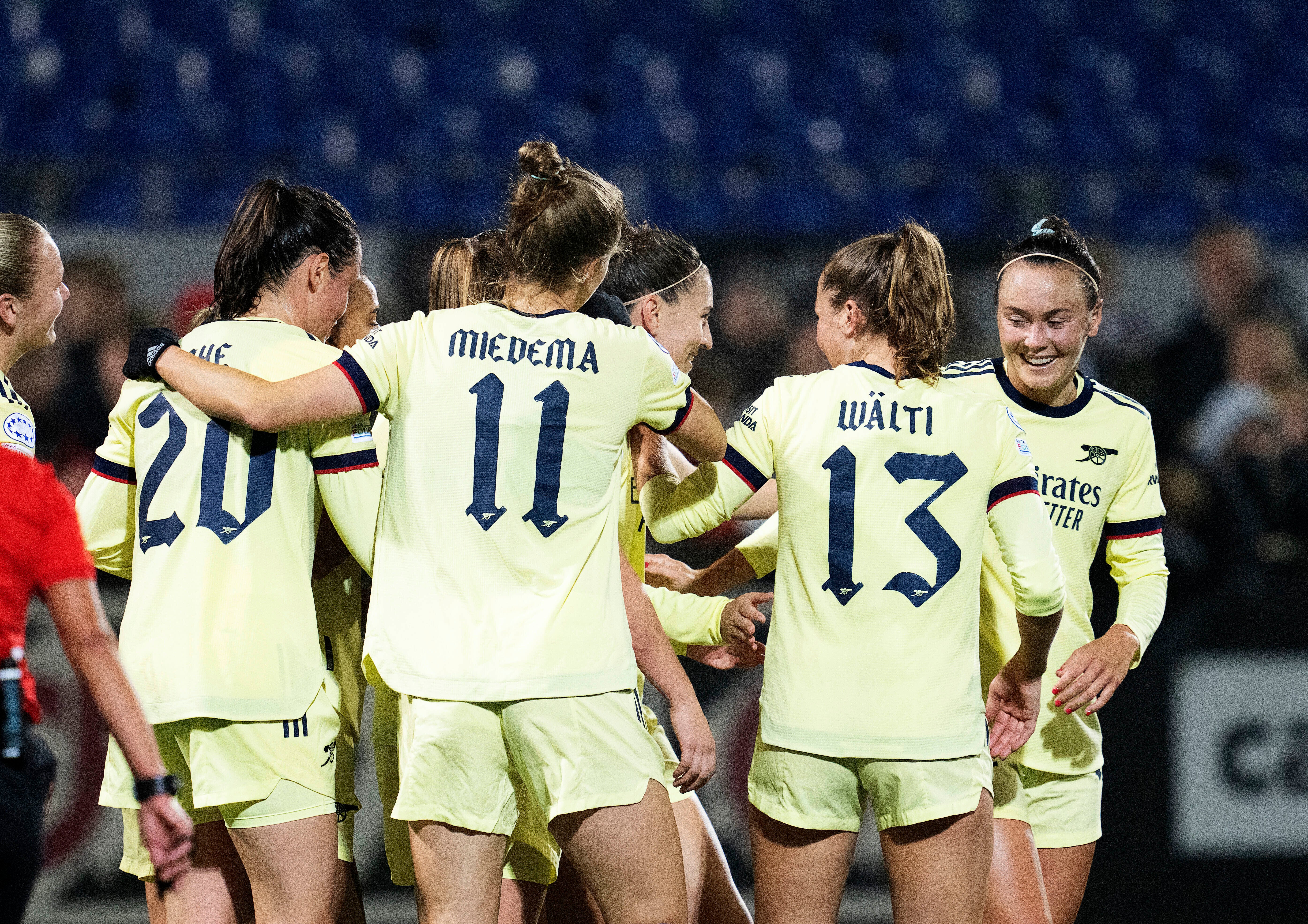 Arsenal stormed to a dominant 5-1 thrashing of HB Koge in the group stages of the Women’s Champions League (Claus Bech/Ritzau Scanpix/AP)