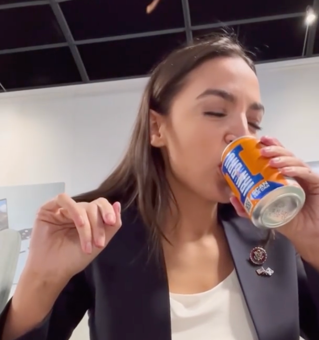 <p>Alexandria Ocasio-Cortez tries Irn Bru for the first time</p>