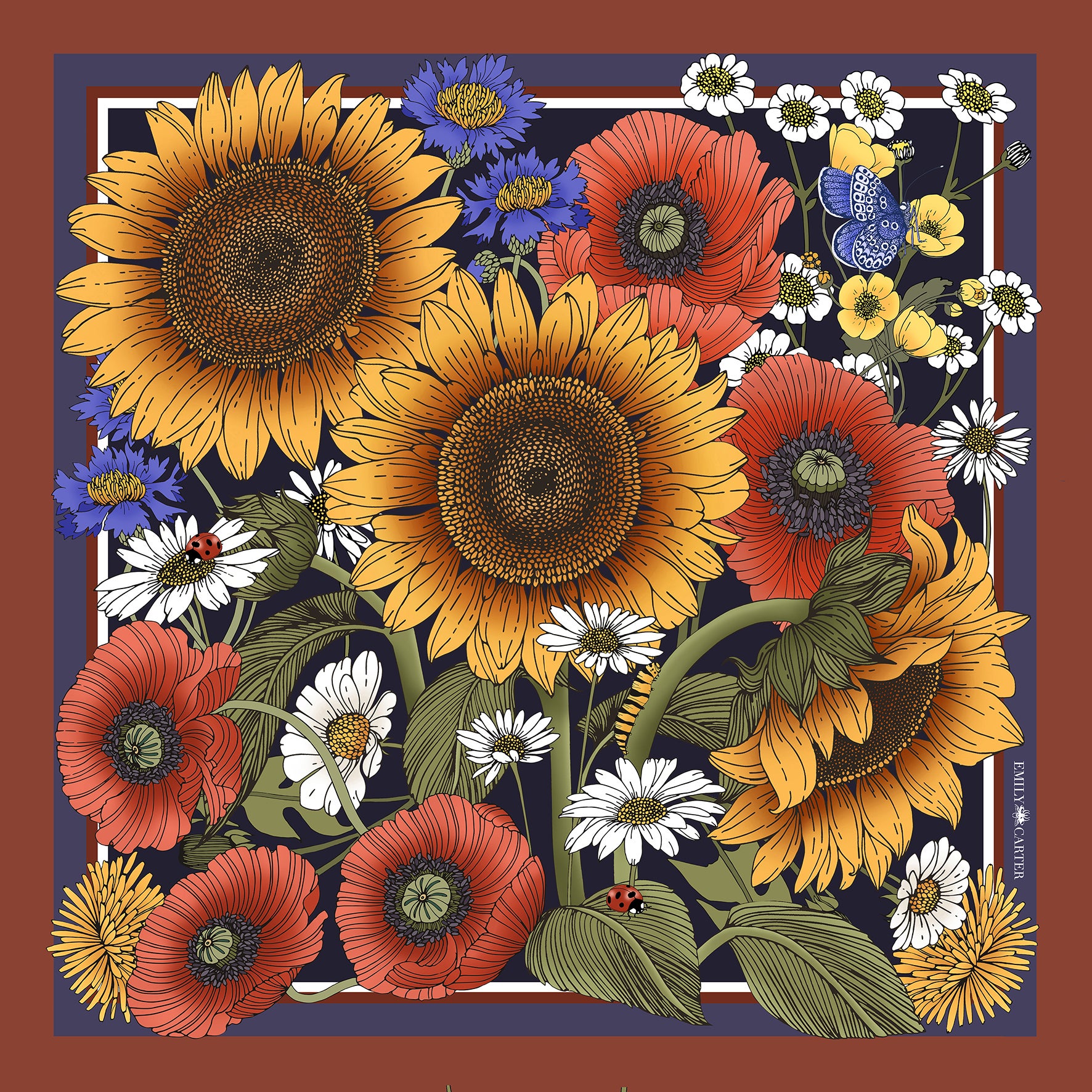 The Sunflower Garden Silk Scarf