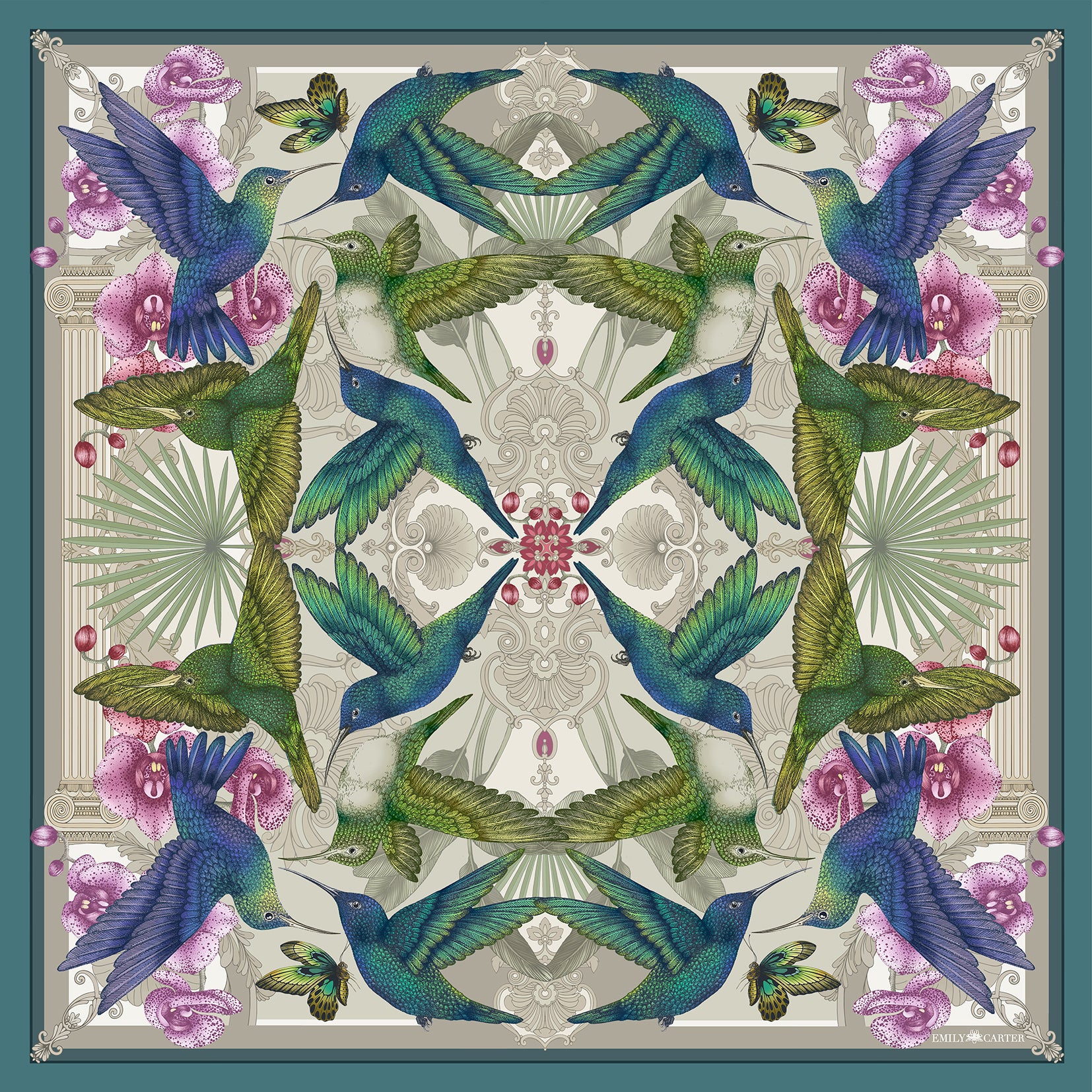 The Hummingbird Temple Silk Scarf