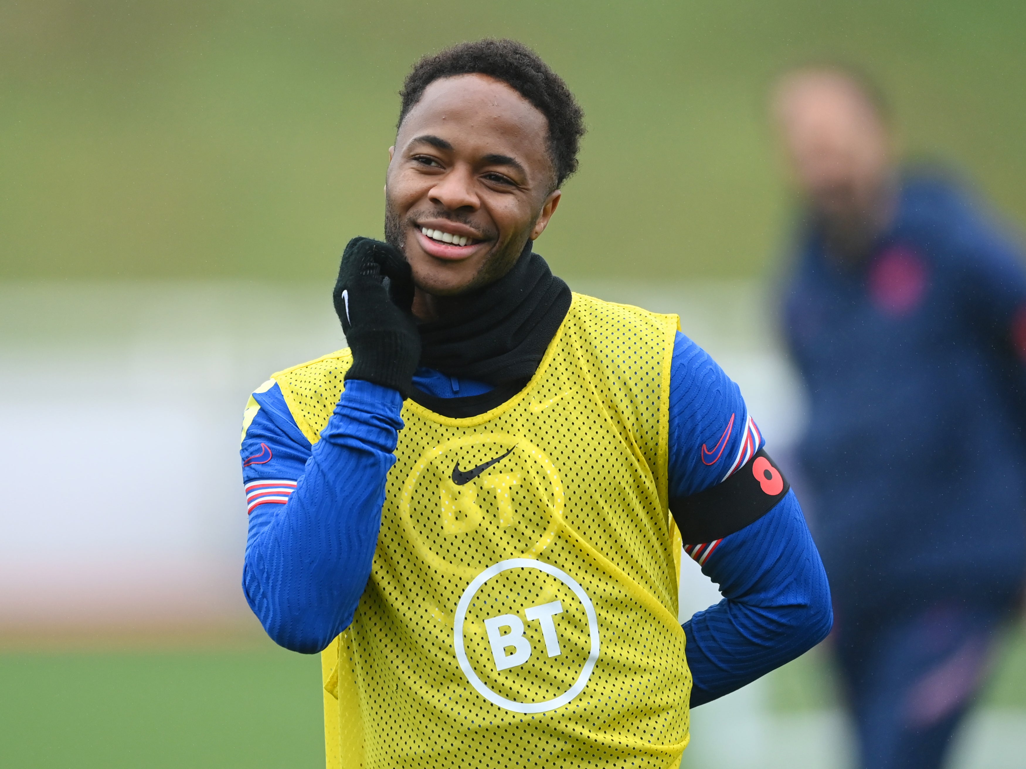 England forward Raheem Sterling in training