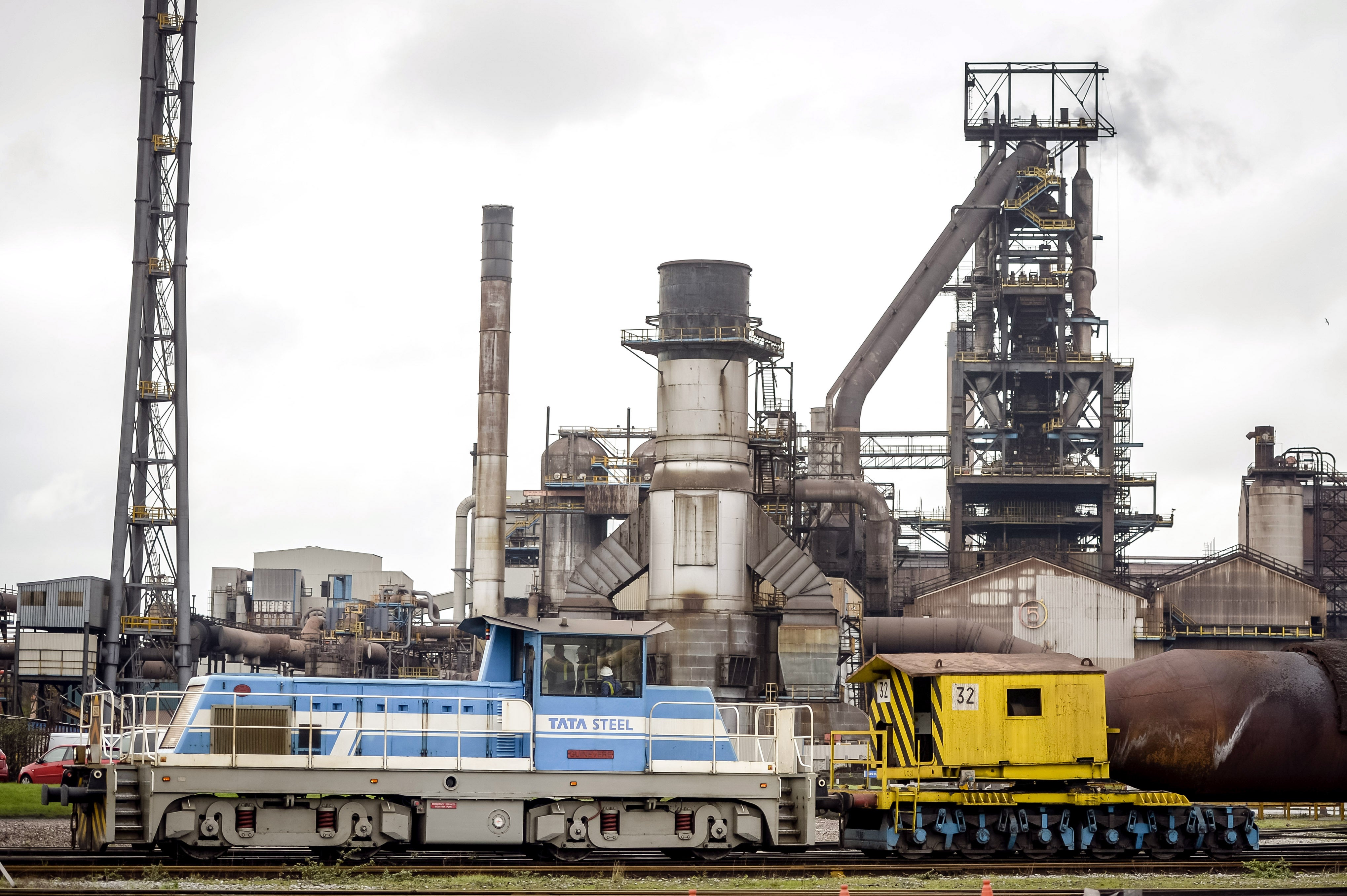 The report warns areas that rely on polluting industries like steelworks are at risk of missing out on levelling-up funding (PA)