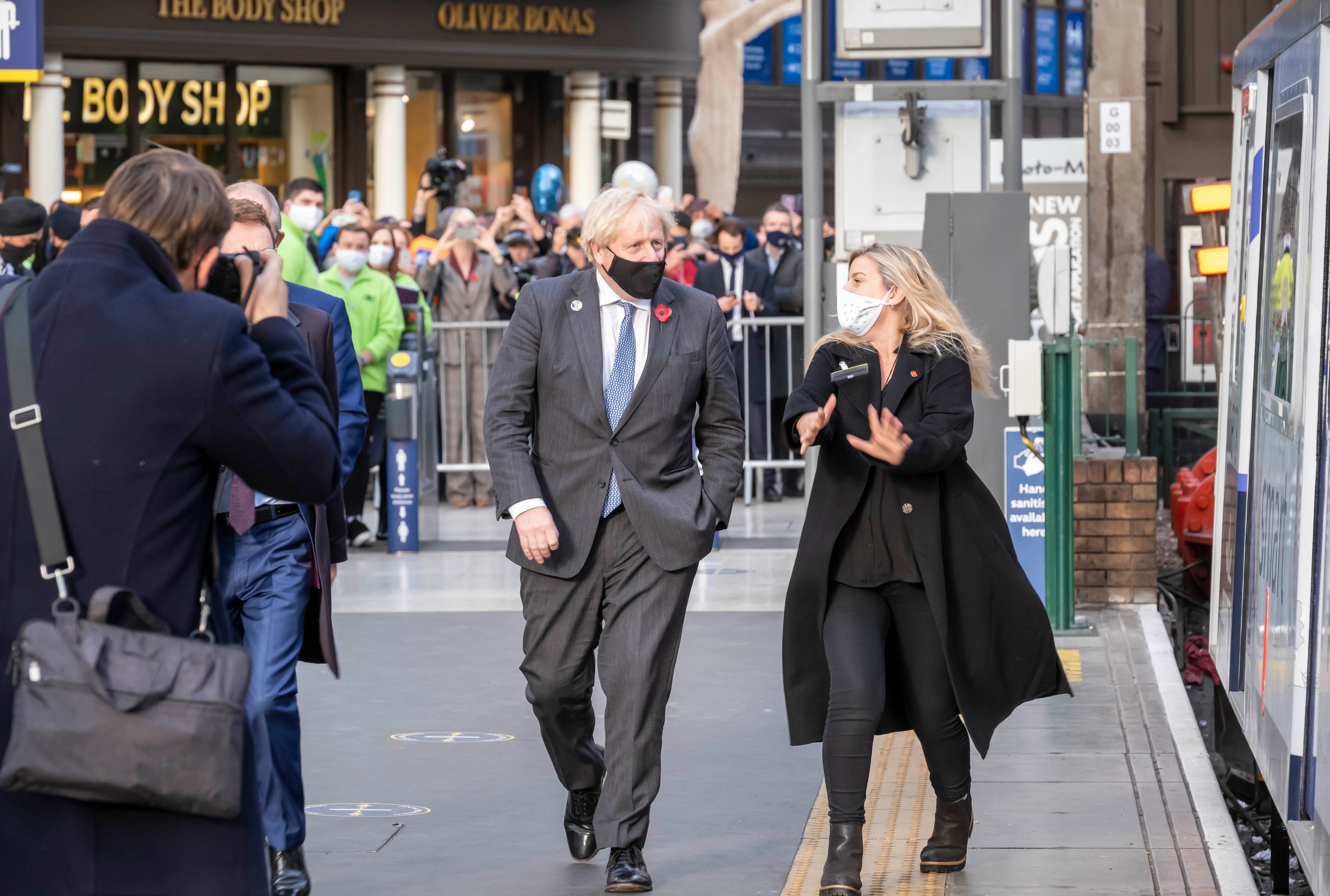 Boris Johnson followed up a private jet flight with a look at the new train