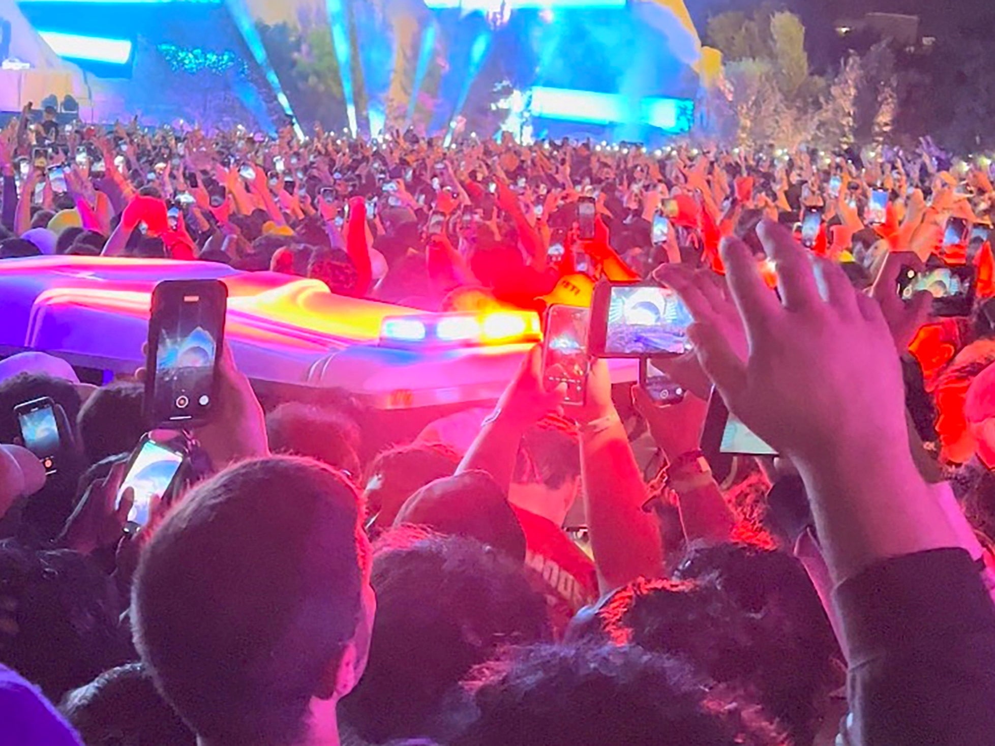 An ambulance at the Astroworld Festival in Houston, Texas