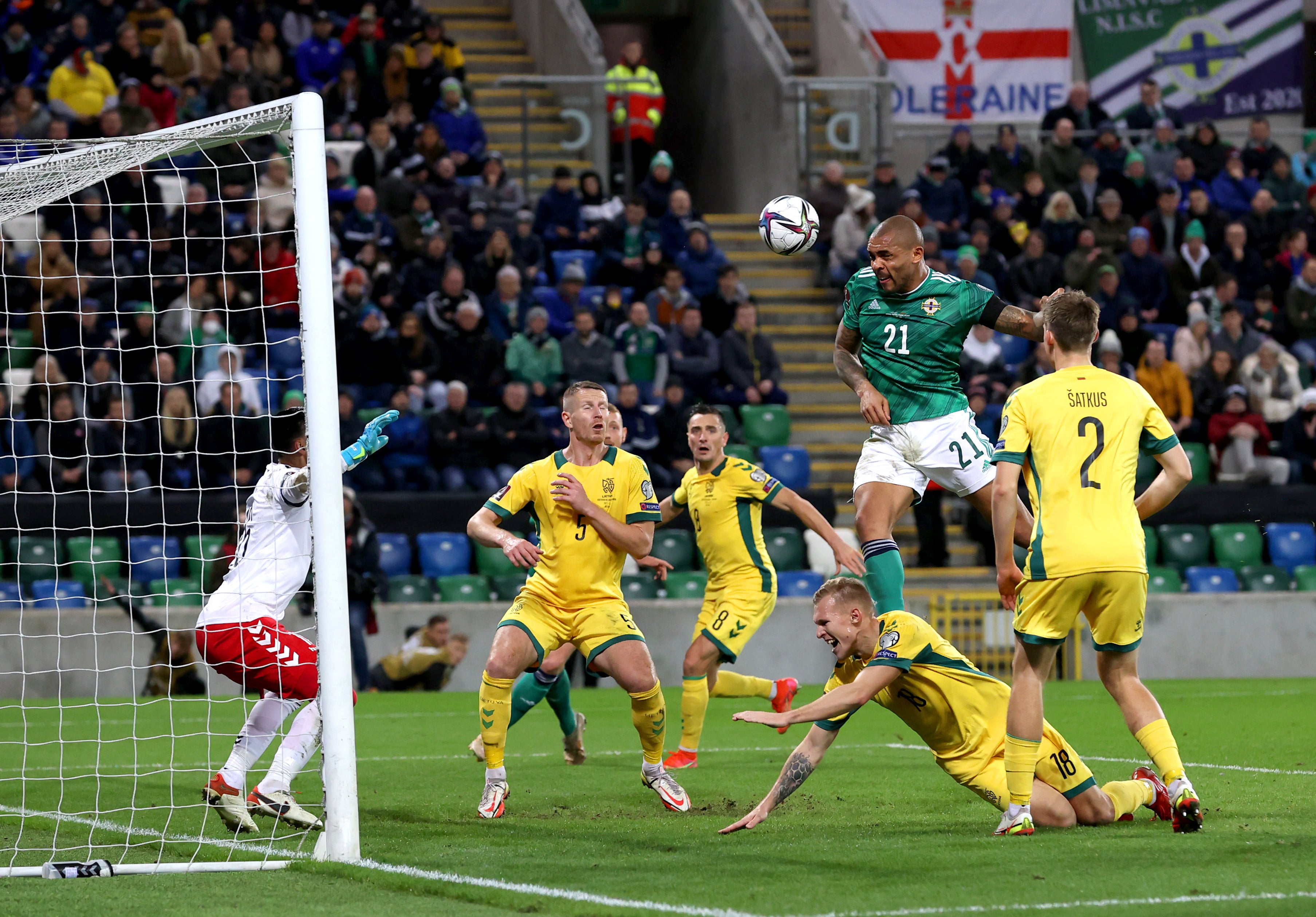 Josh Magennis’ goal was disallowed (Liam McBurney/PA)