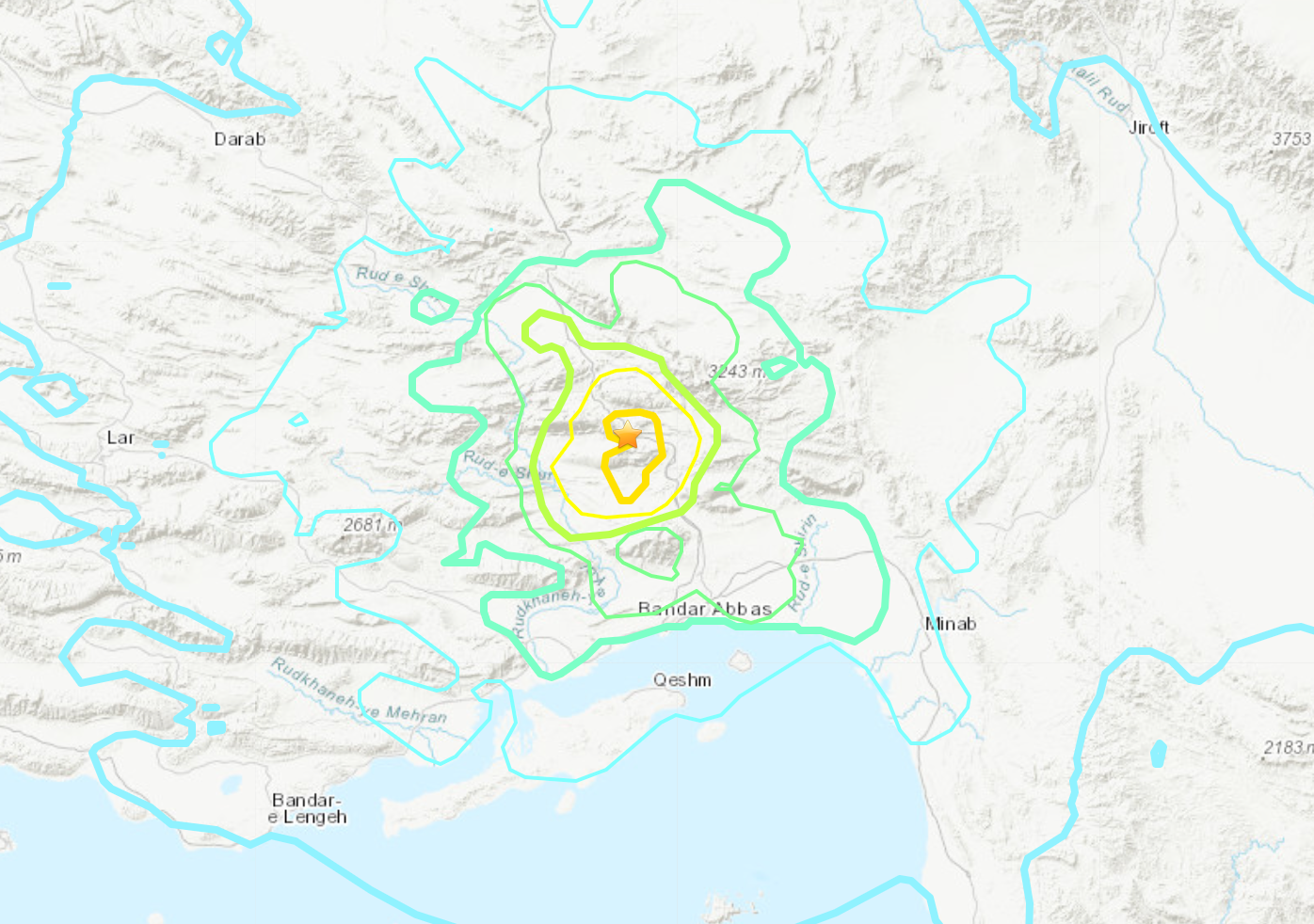 The earthquake struck southern Iran