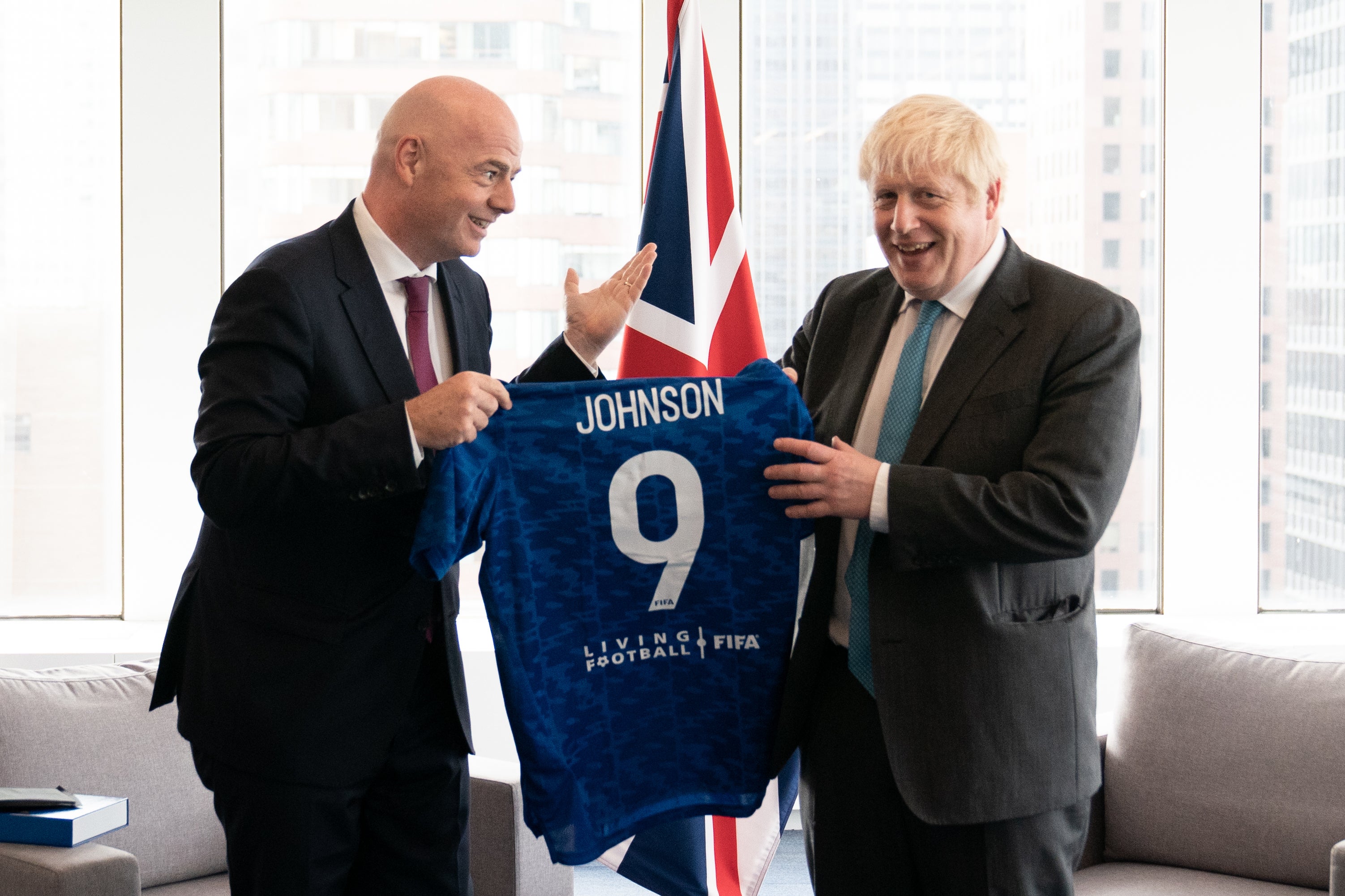 Gianni Infantino, left, pictured with British Prime Minister Boris Johnson (Yui Mok/PA)