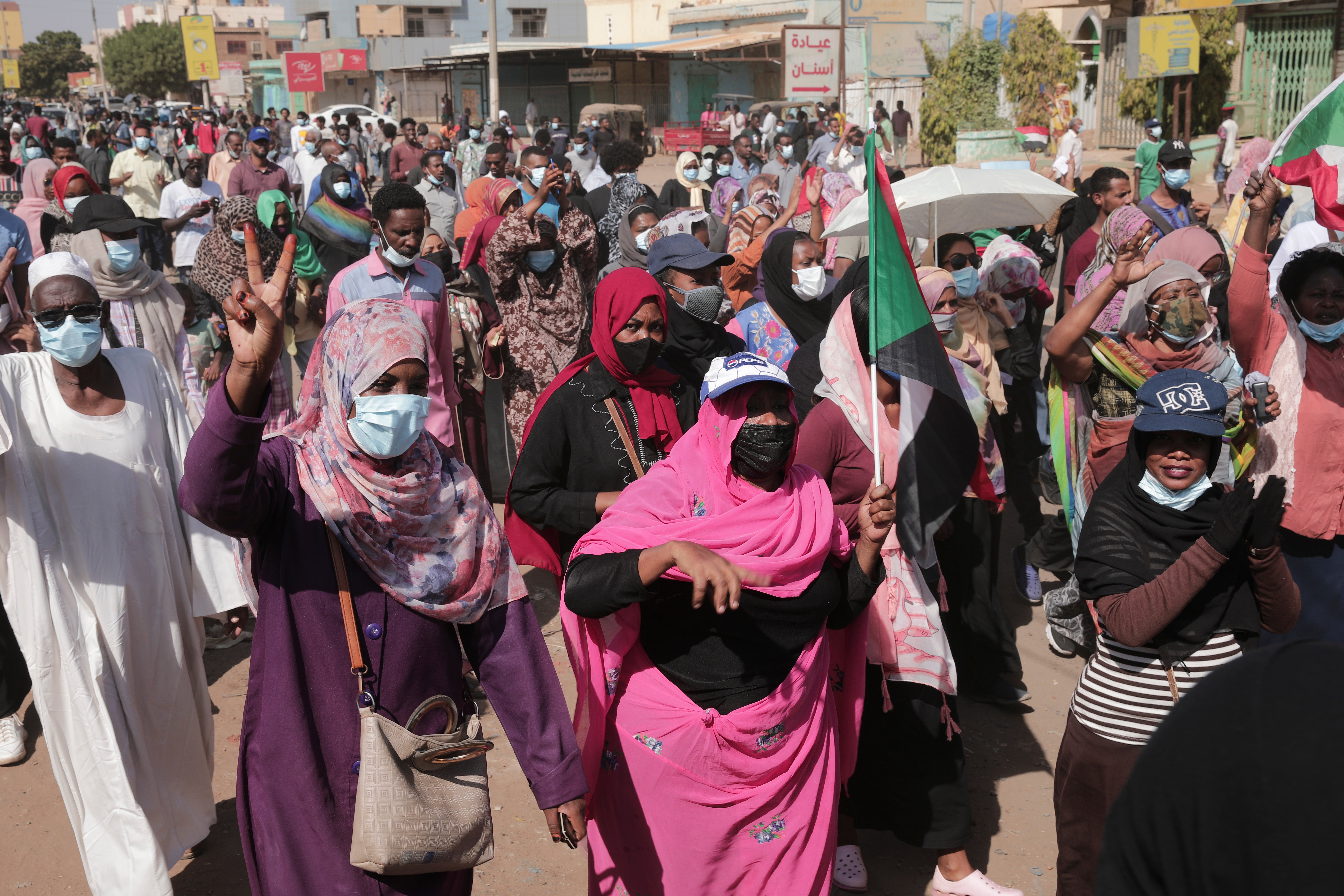 Pro-democracy protesters in Sudan at the weekend rally against the military takeover last month