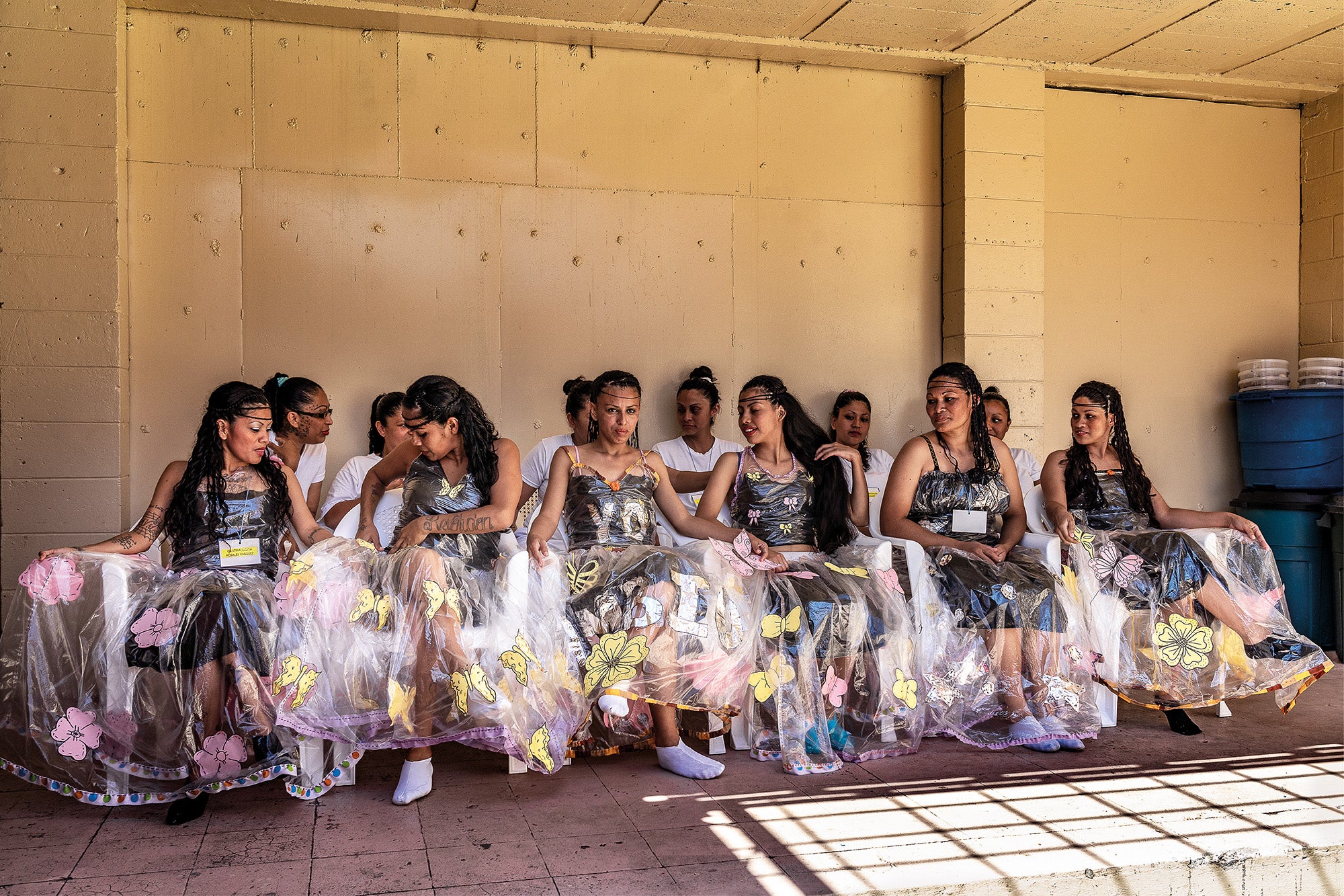 Inmates display their fashion creations as part of the ‘Yo Cambio’ (I Change) programme, which attempts to rehabilitate prisoners at the Penal Centre of Quezaltepeque