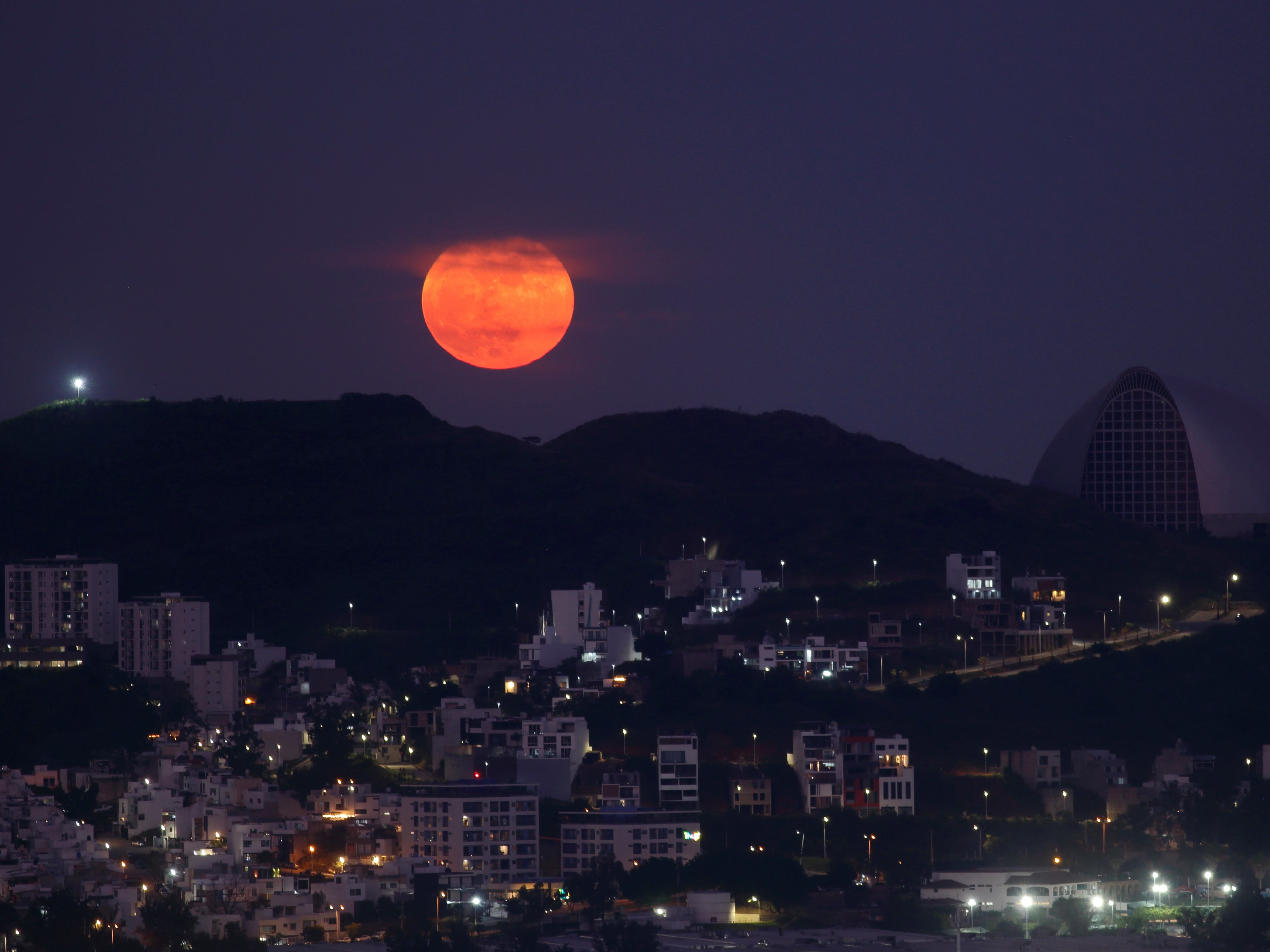 A blood moon over Guadalajara, Mexico, on 21 October 2021