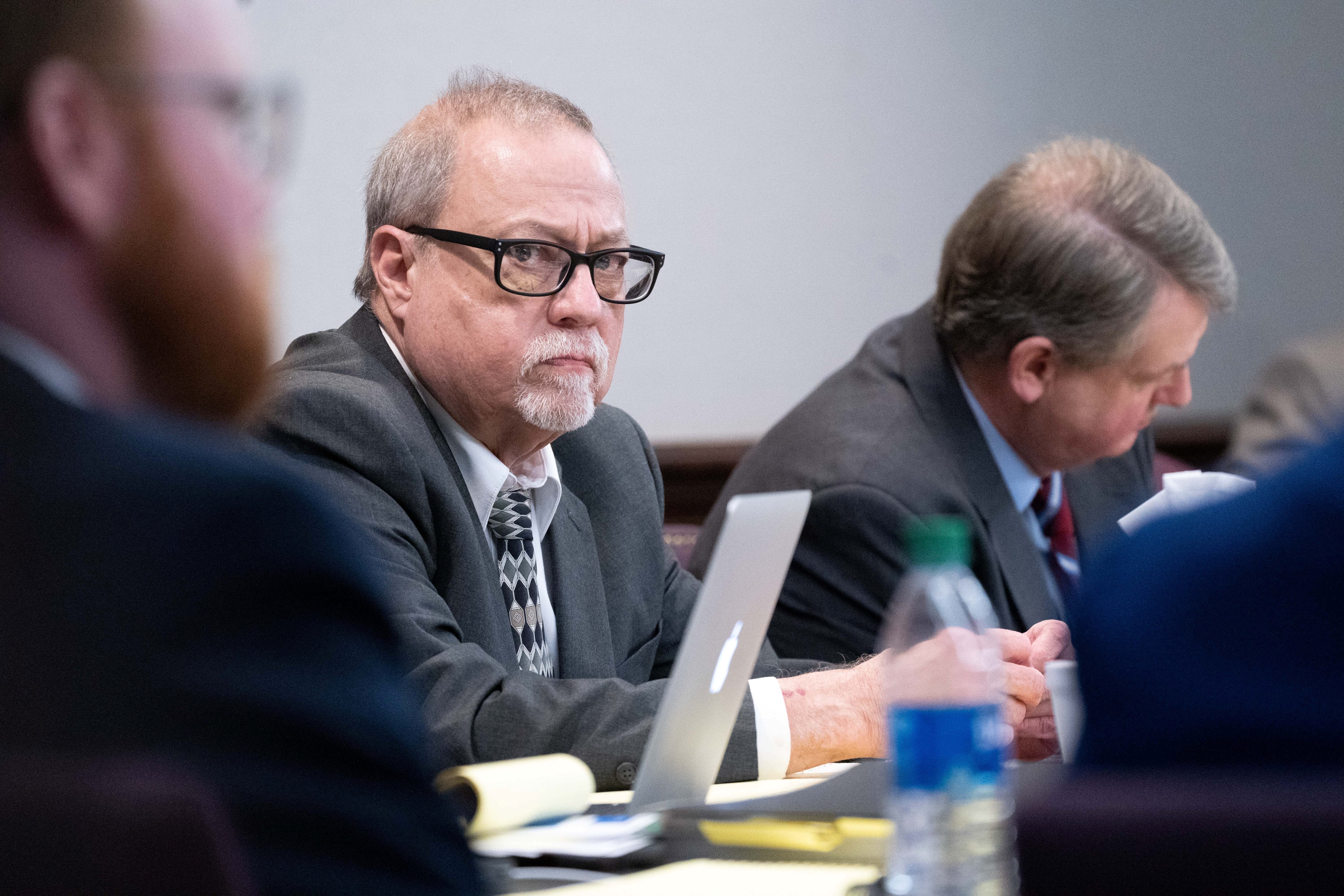 Gregory McMichael in the courtroom at the Glynn County Courthouse in Brunswick, Georgia, on Thursday as the defence rested its case