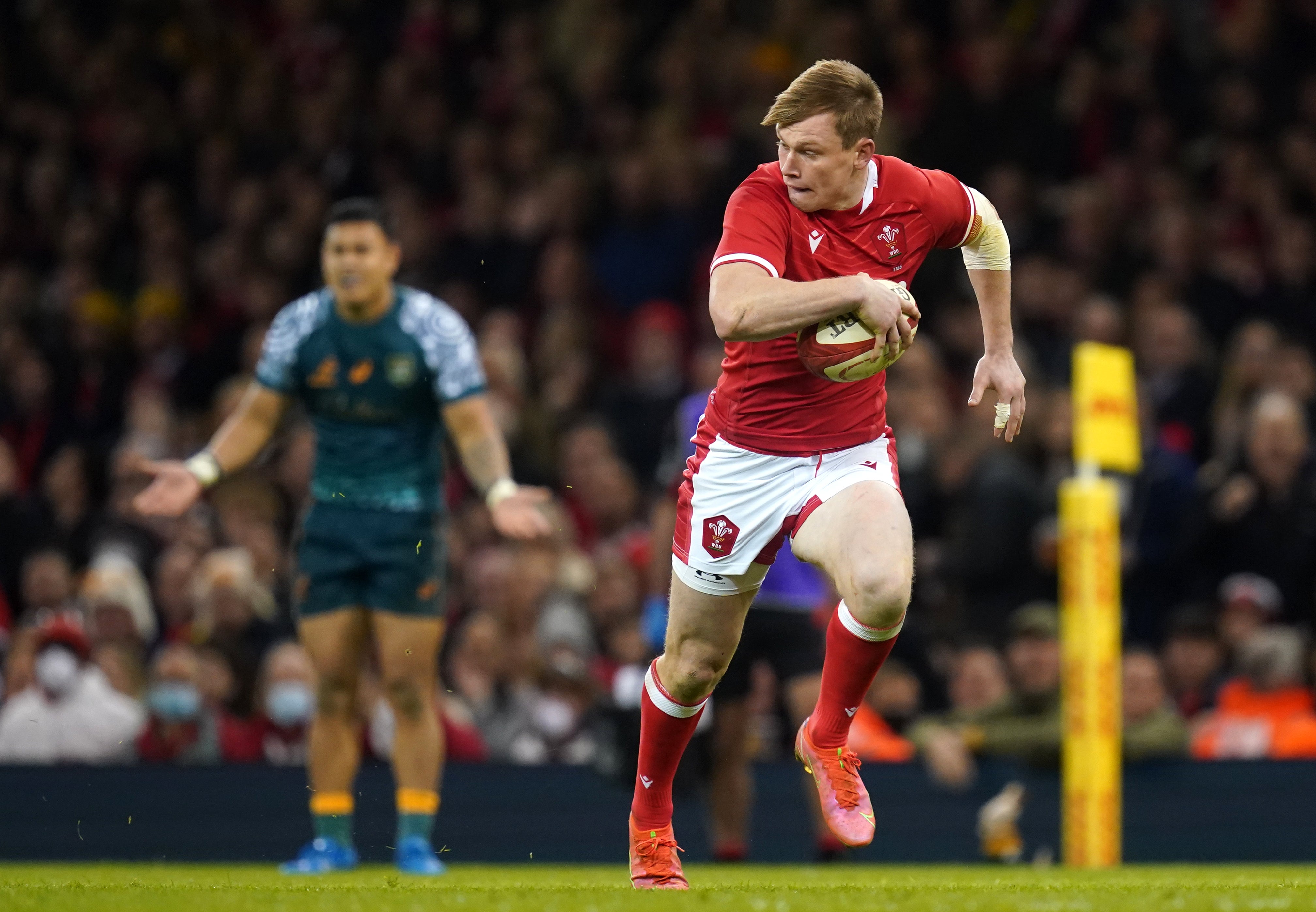 Nick Tompkins’ breakaway try helped Wales claim victory over Australia (David Davies/PA)