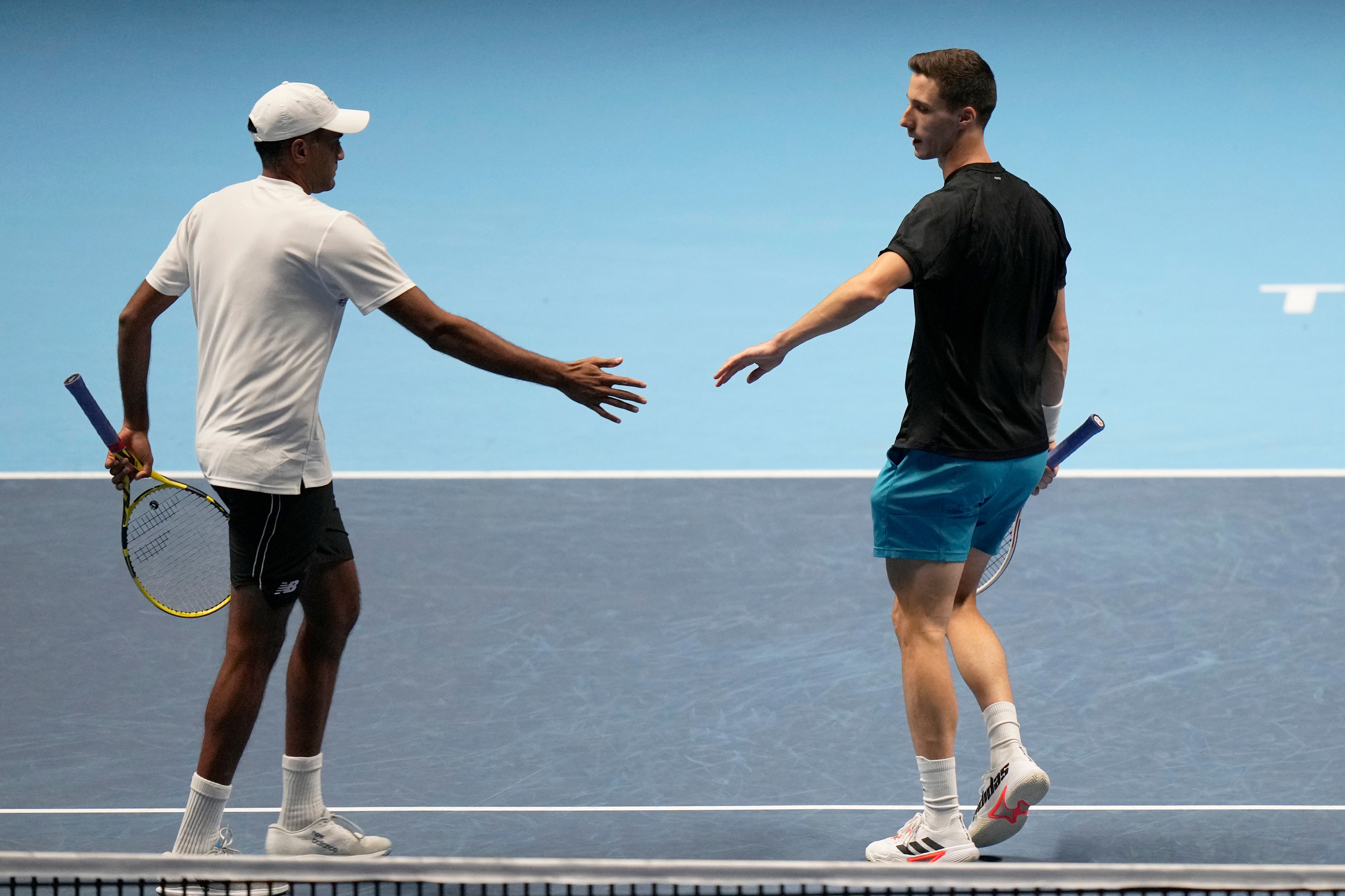 Joe Salisbury, right, and Rajeev Ram lost in the final in Turin (Luca Bruno/AP)