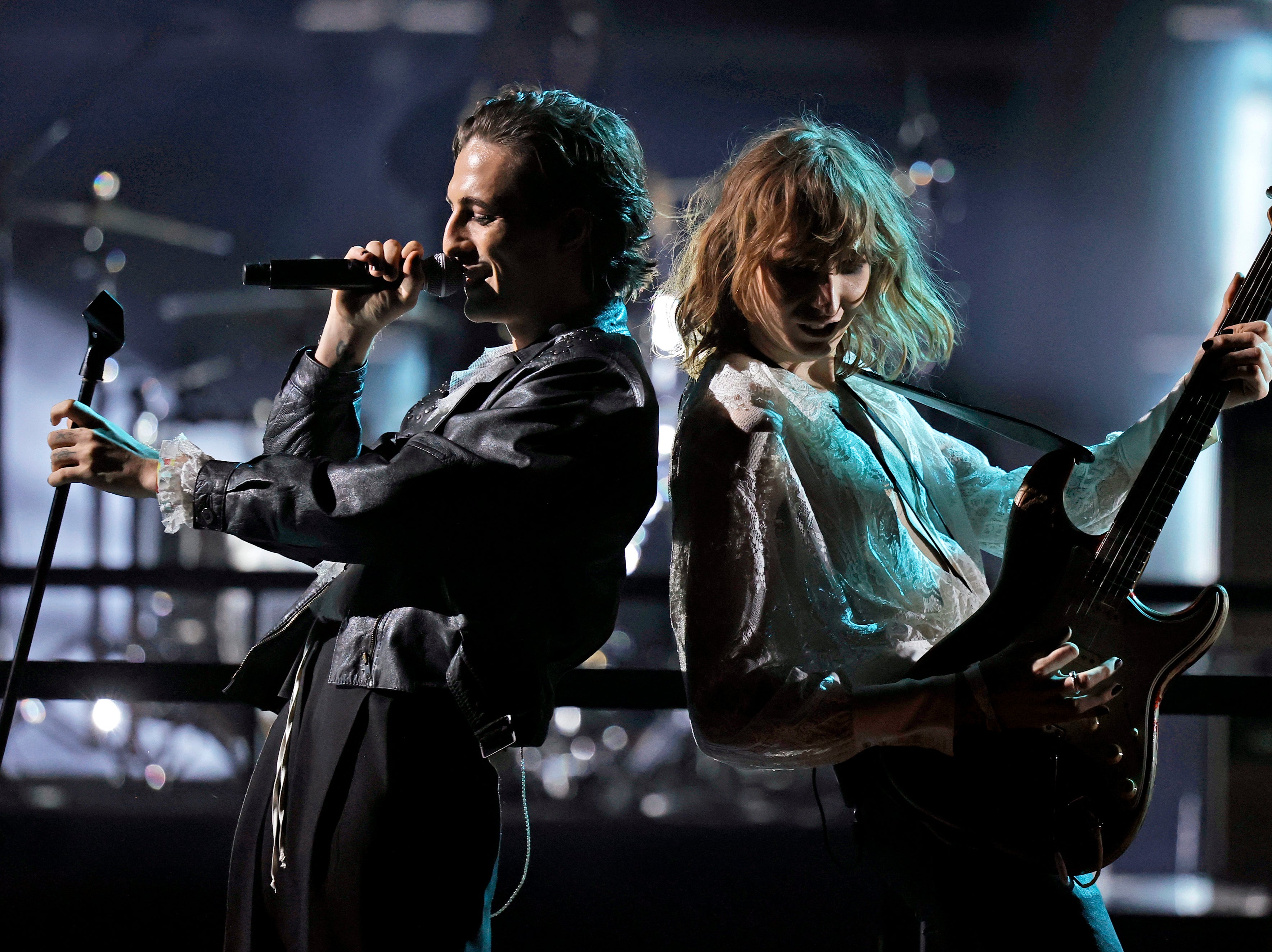 Maneskin performing at the American Music Awards 2021