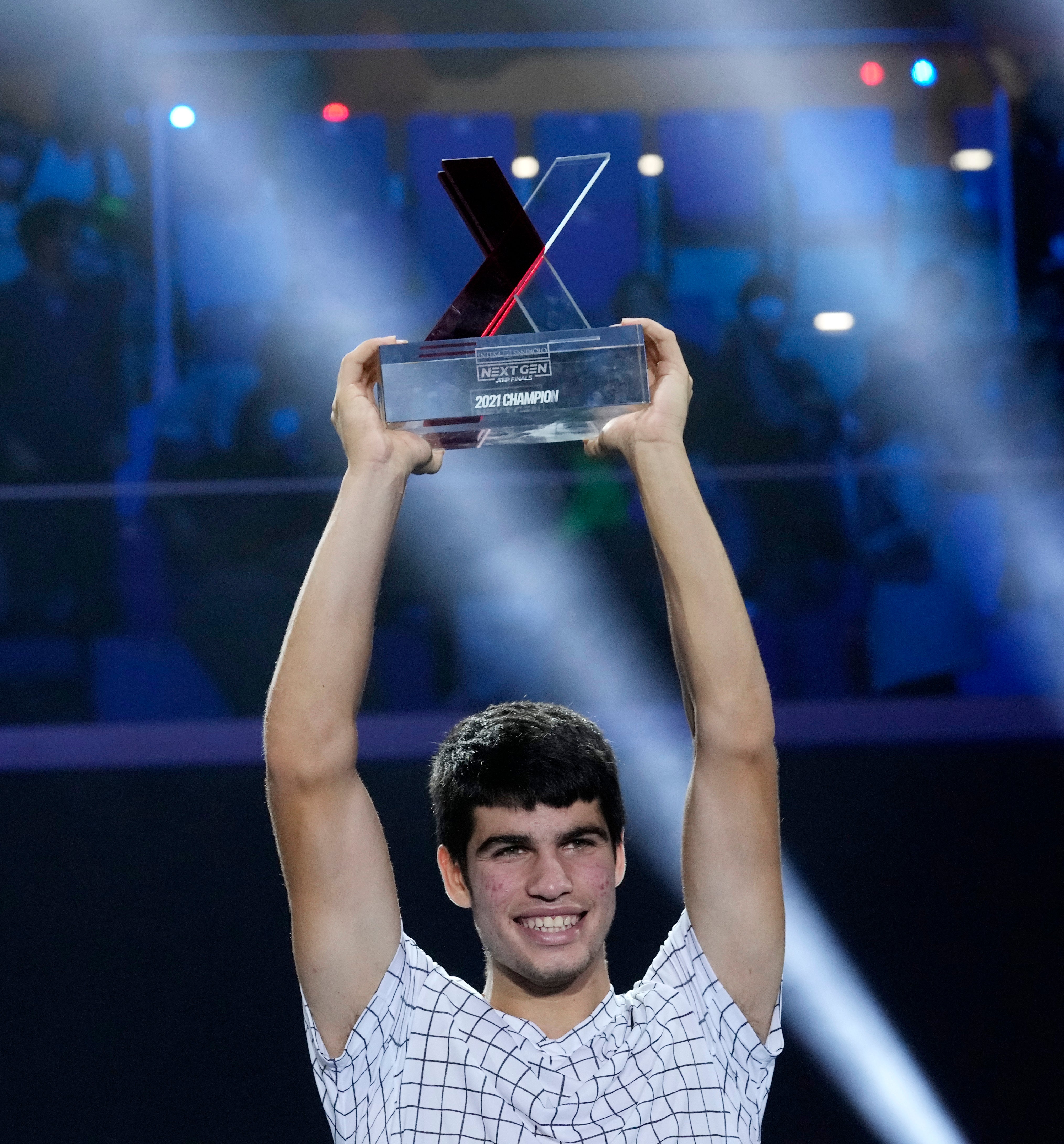 Carlos Alcaraz was crowned Next Gen champion after a brilliant season (Antonio Calanni/AP)