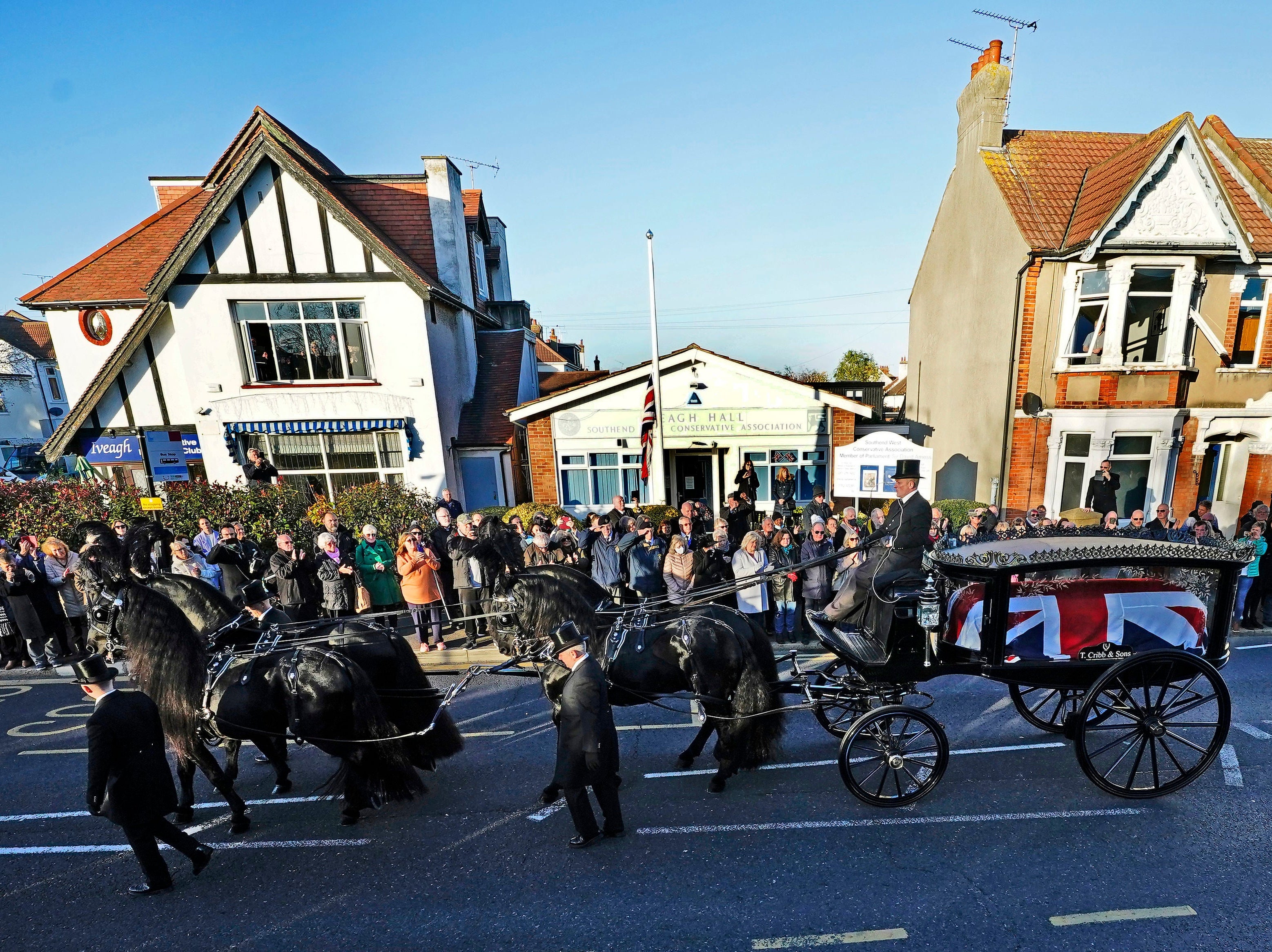 Members outside Sir David’s constituency office at Iveagh Hall, in Leigh-on-Sea, Essex