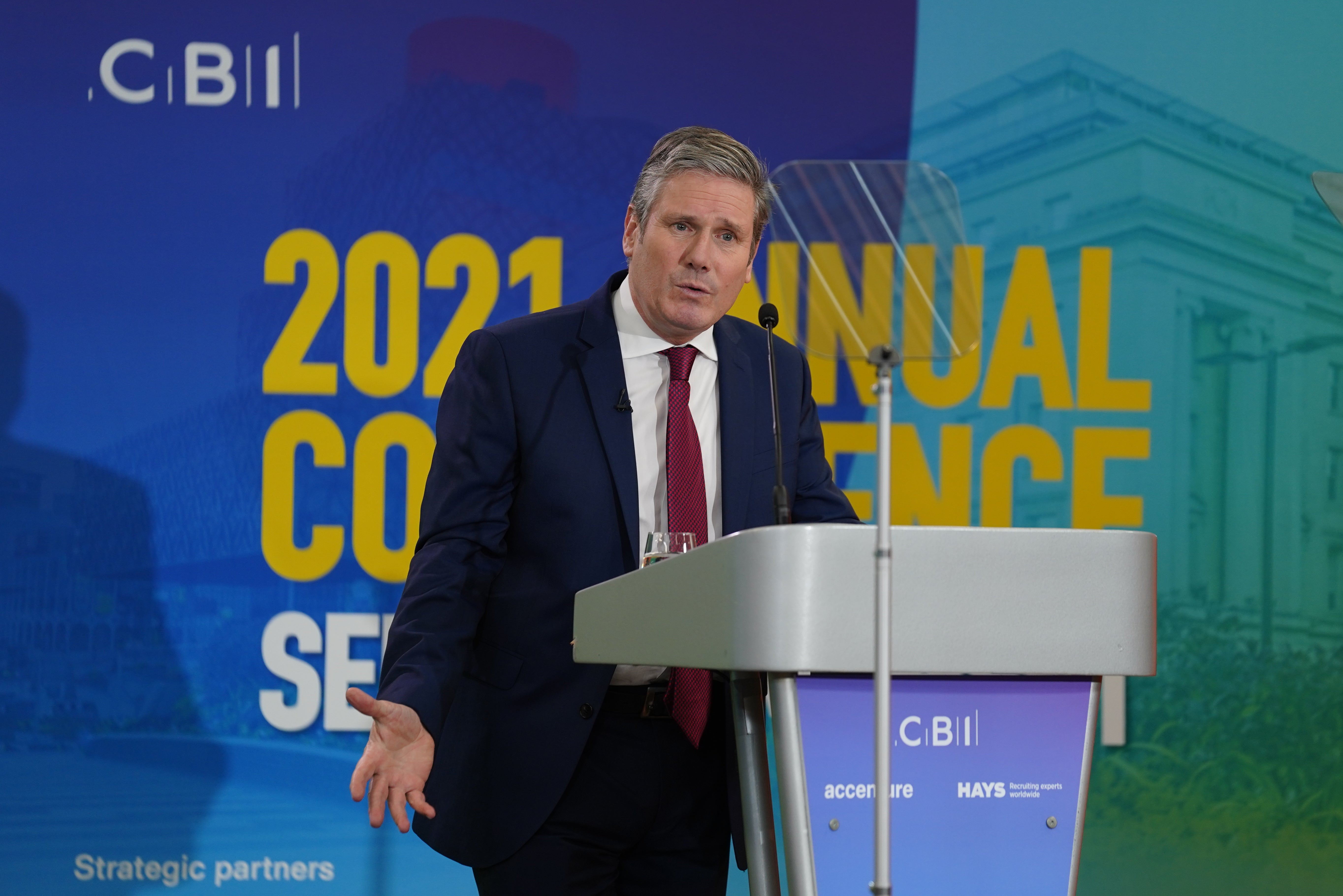 Sir Keir Starmer speaking at the CBI annual conference in Birmingham (Jacob King/PA)