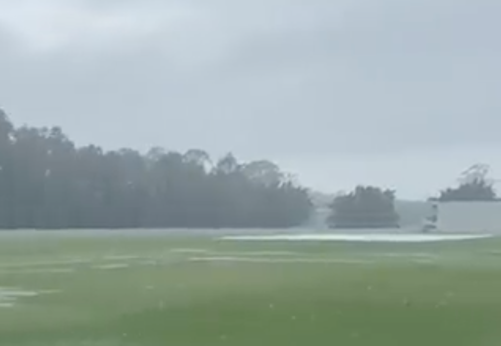 The second day of England’s warm-up game has been washed out