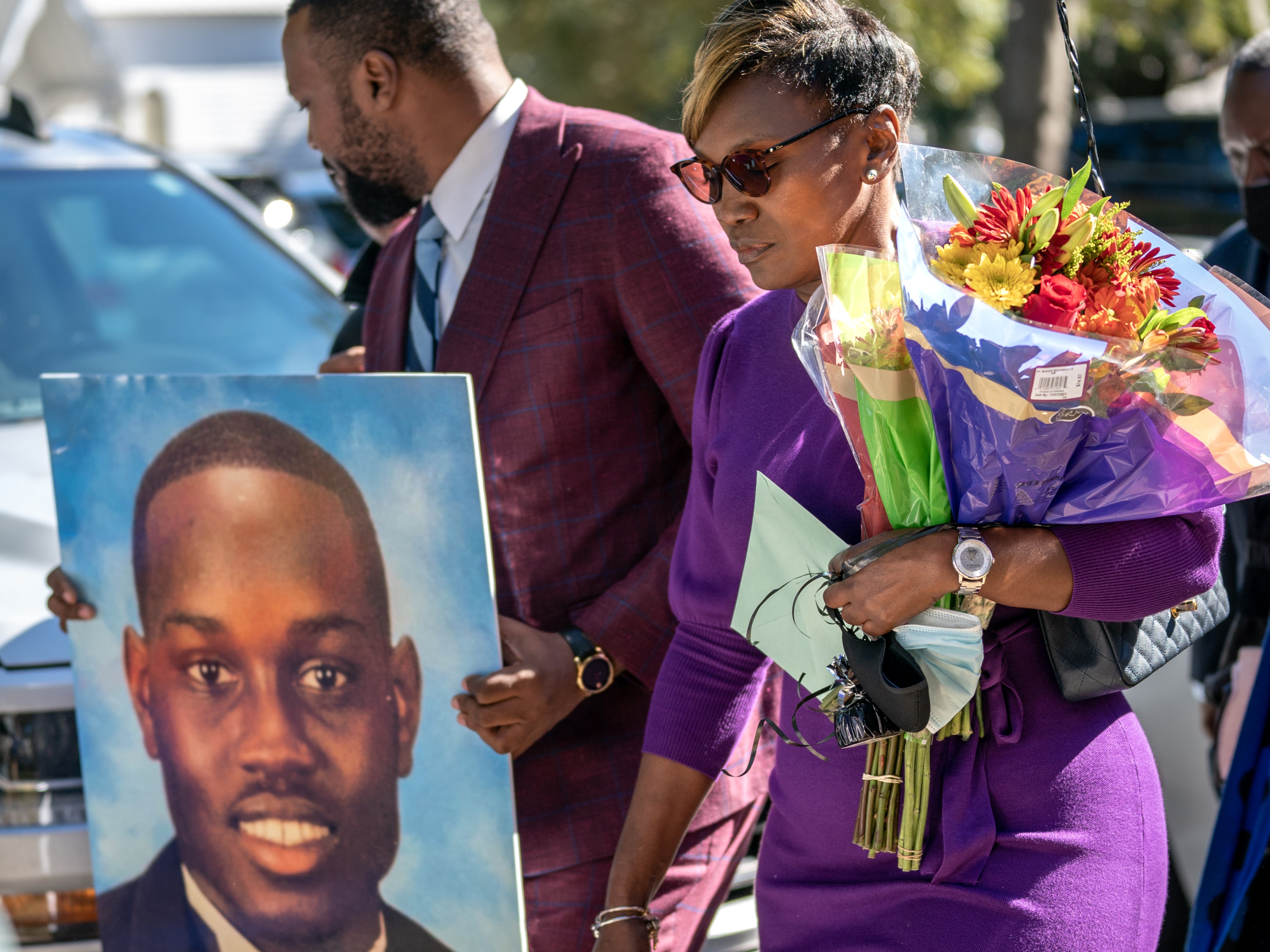 Wanda Cooper-Jones, mother of Ahmaud Arbery, leaves the Glynn County Courthouse