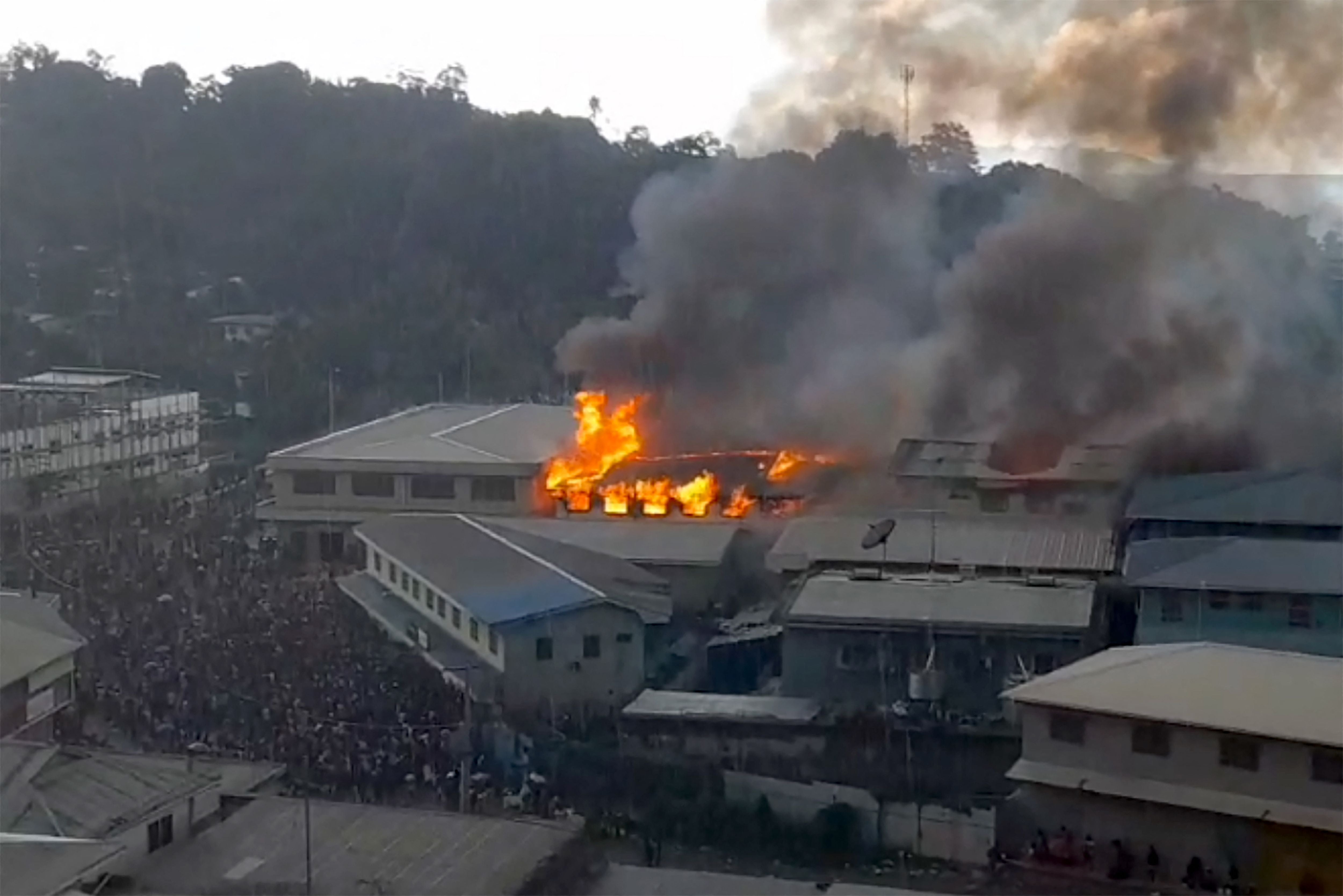 Arson and rioting continued for two days in Chinatown district of Honiara during anti-government protests