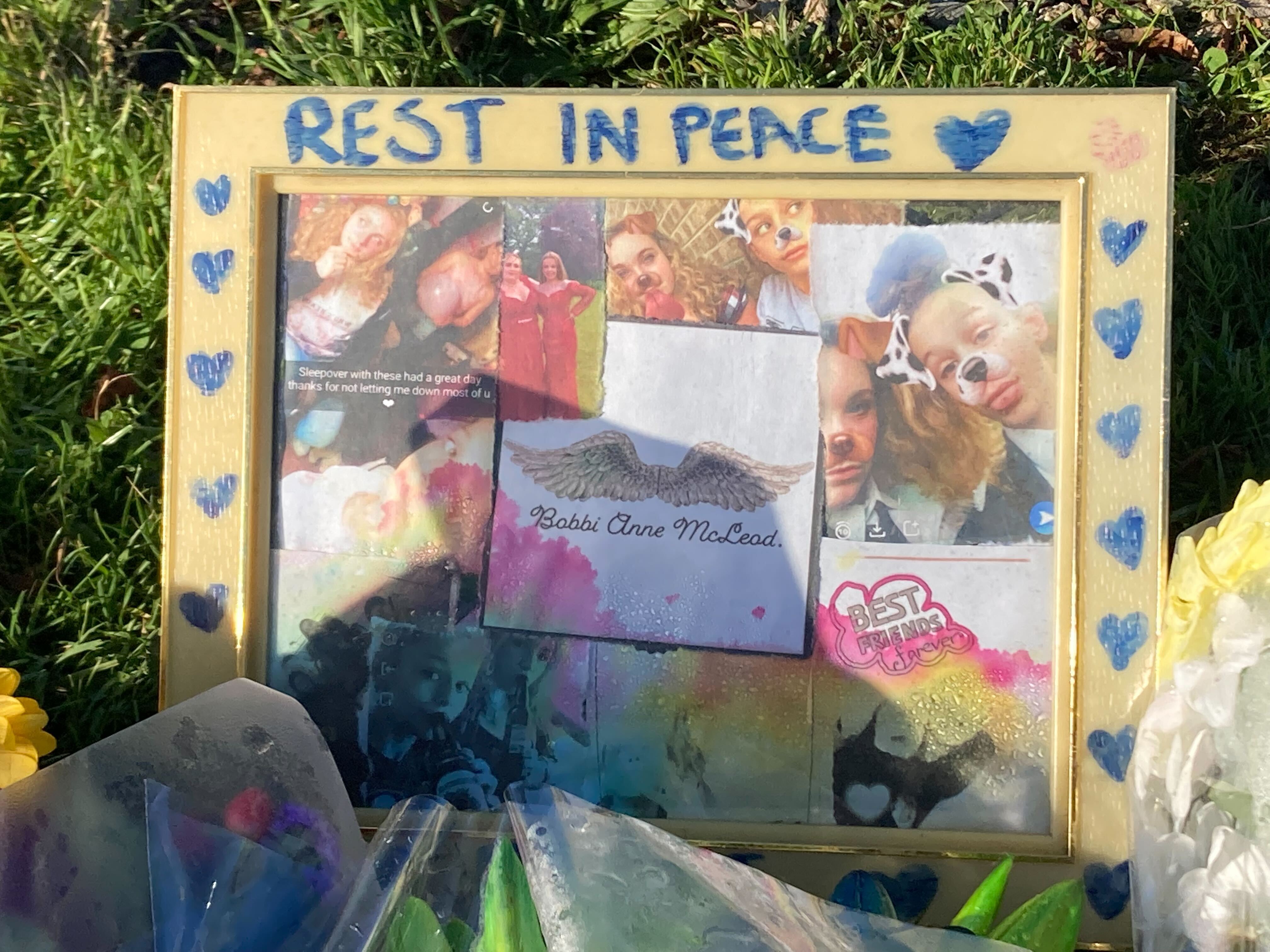 Floral tributes have been left for Bobbi-Anne McLeod near the bus stop where she was last seen in Leigham, Plymouth