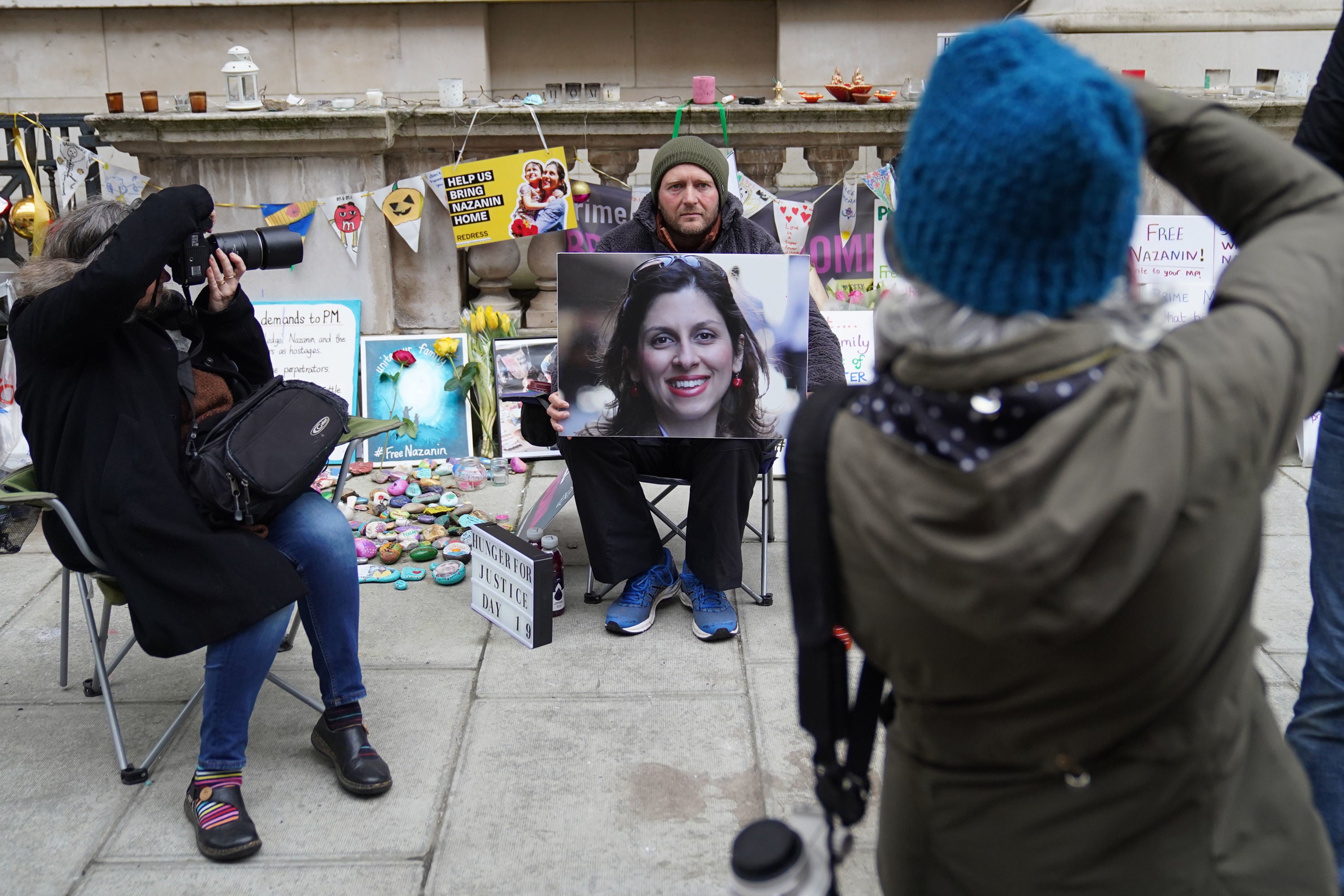 Richard Ratcliffe, the husband of Iranian detainee Nazanin Zaghari-Ratcliffe, on the 19th day of his hunger strike outside the Foreign, Commonwealth and Development Office in London earlier this month