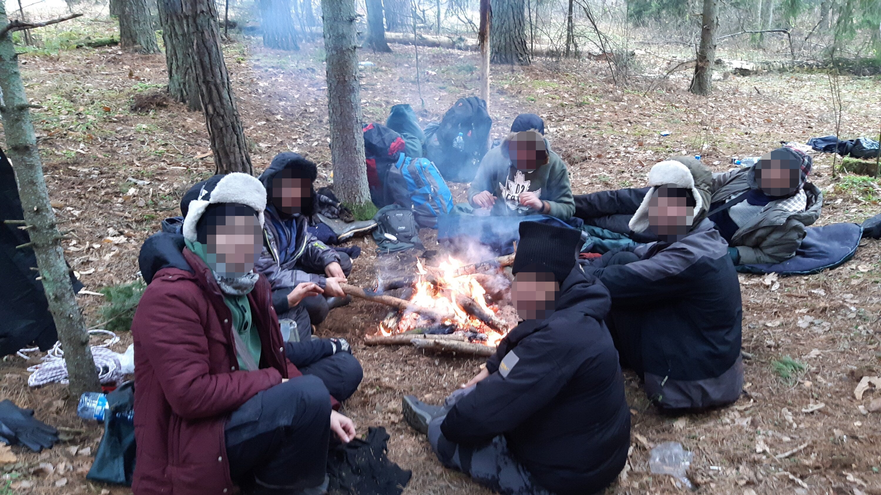 Some of the people camped on the Belarus/Poland border